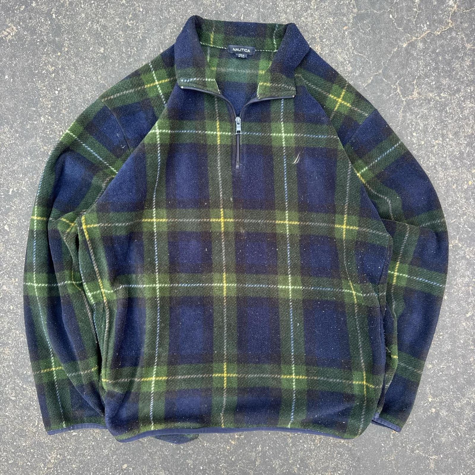 Nautica Vintage 90s Nautica Fleece Plaid QuarterZip Pullover Size XL Size US XL / EU 56 / 4 - 1 Thumbnail