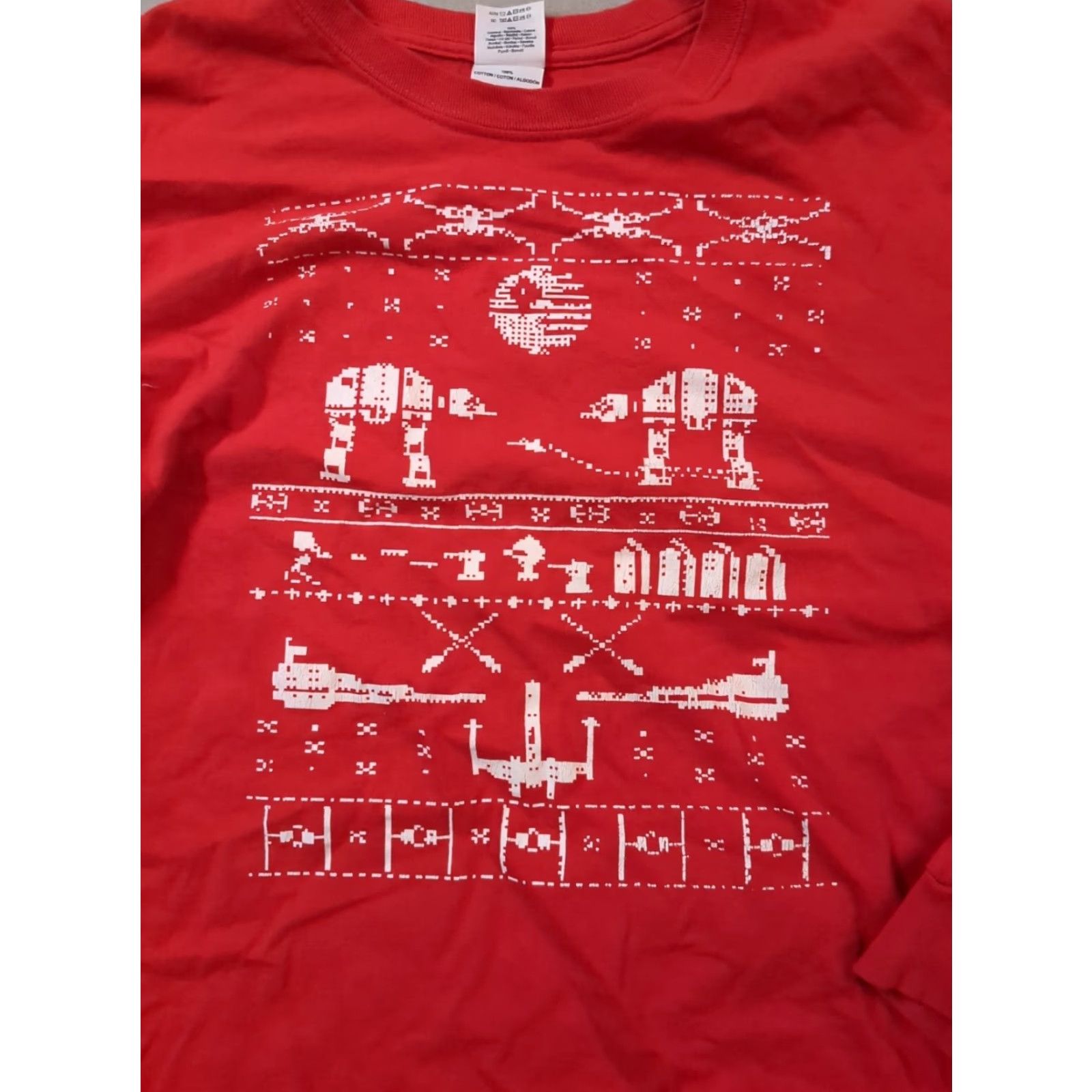 Star Wars VINTAGE Star Wars Shirt Men L Red Christmas Long Sleeve Han Solo Death Star AT-AT X-Wing Size US L / EU 52-54 / 3 - 2 Thumbnail