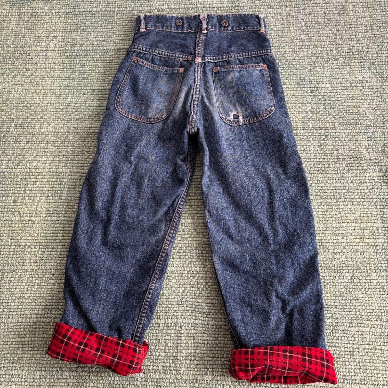 Vintage 1940s 50s Sanforzied Flannel Lined Denim Jeans 22x22.5 Size 22" - 5 Thumbnail