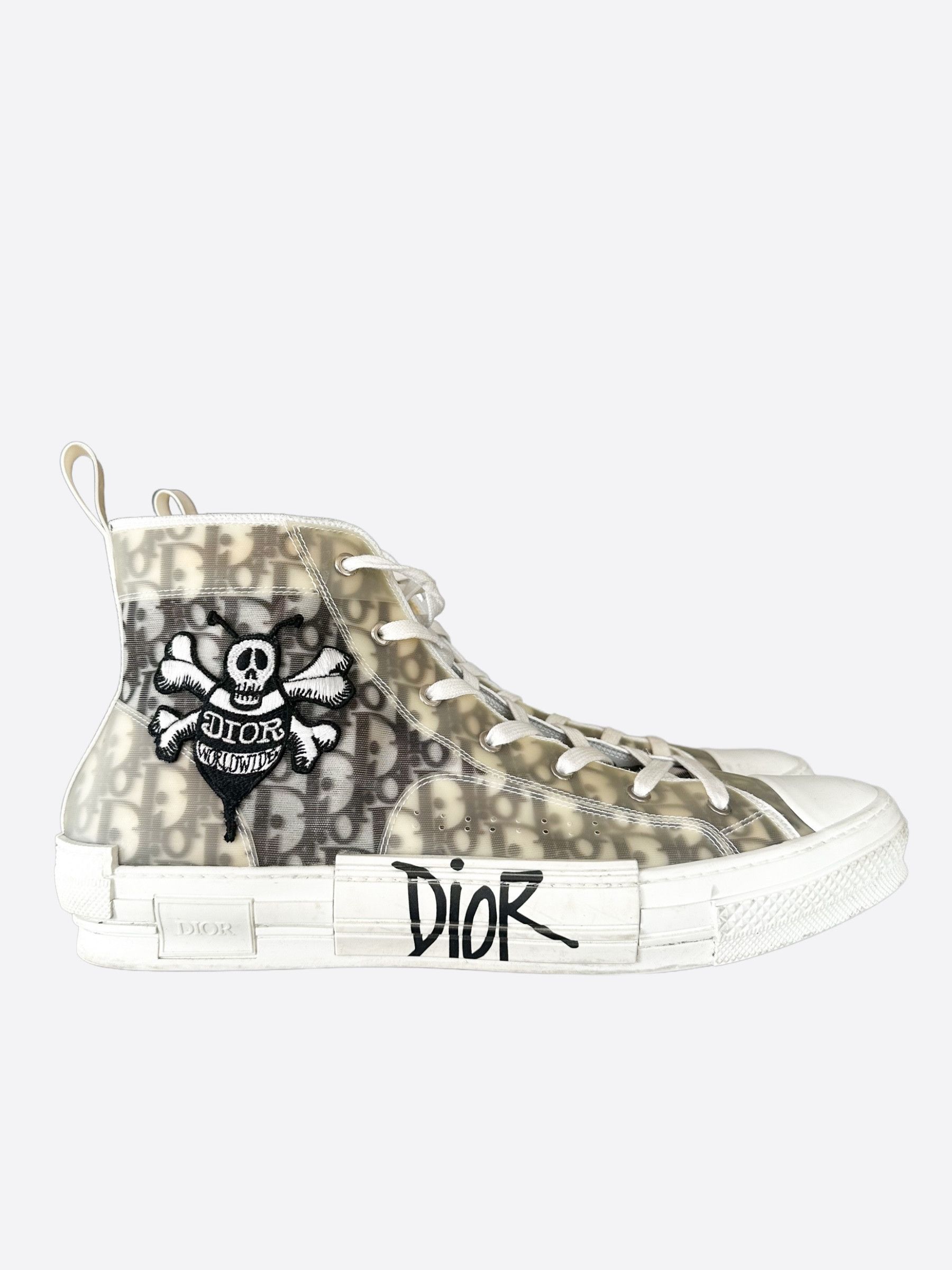 Dior Dior Stussy White & Black Bee Oblique B23 Sneakers Size US 15 / EU 48 - 1 Thumbnail
