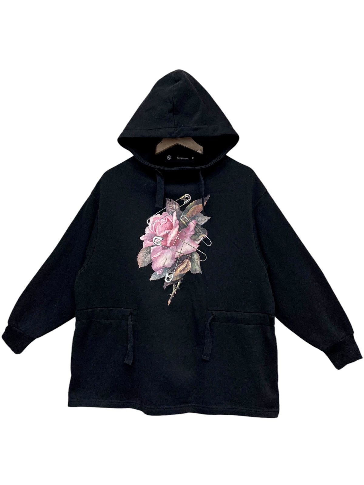 Undercover 🔥UNDERCOVER Art Safety Pin & Rose Black Baggy Hoodie Size XS / US 0-2 / IT 36-38 - 4 Thumbnail