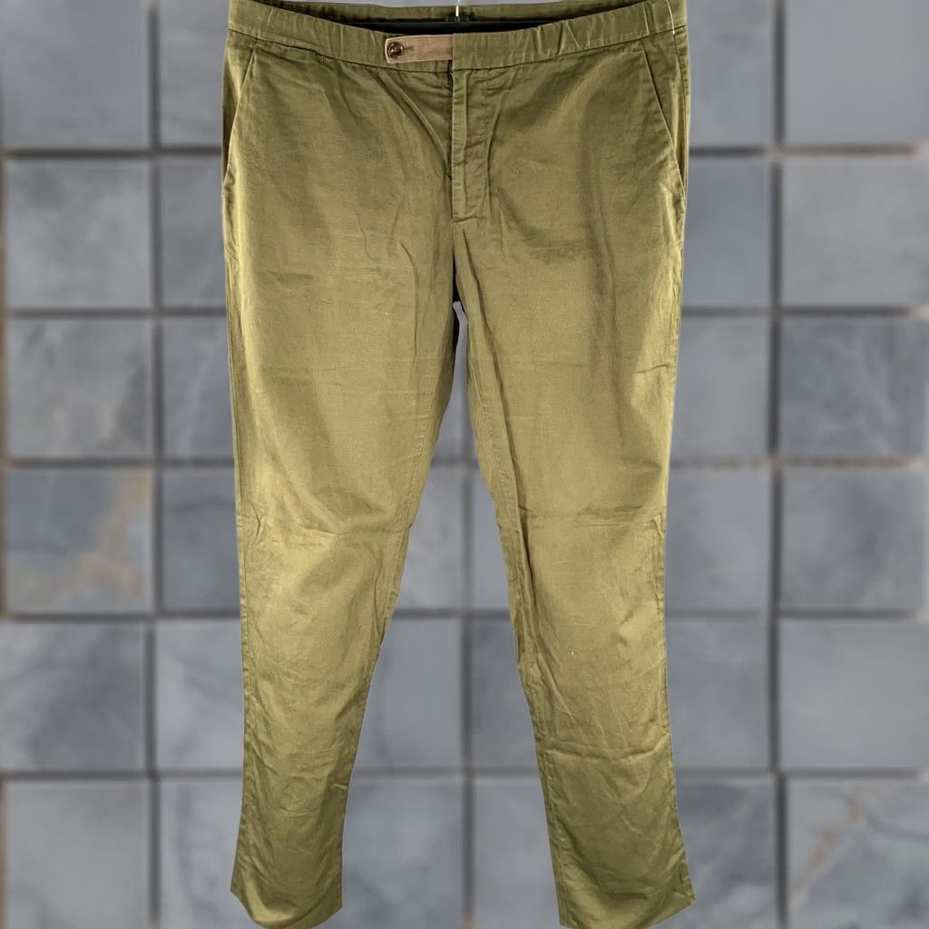 Maison Margiela MAISON MARGIELA Pants Green Olive Twill Cotton Linen Straight 36 Men Adult Inseam 32 Size US 36 / EU 52 - 1 Thumbnail