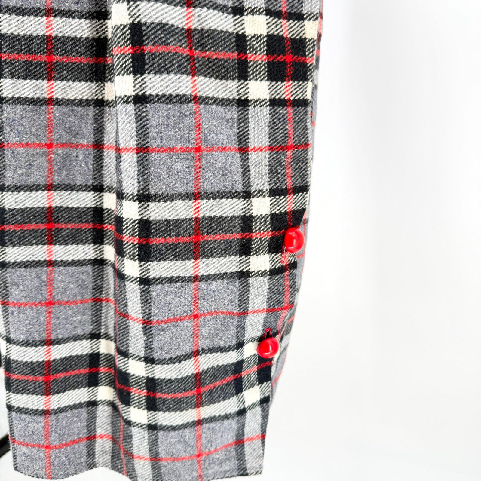 Vintage Vintage 60s Gray Red Plaid Dolman Sleeve Belted Midi Dress Size M / US 6-8 / IT 42-44 - 5 Thumbnail