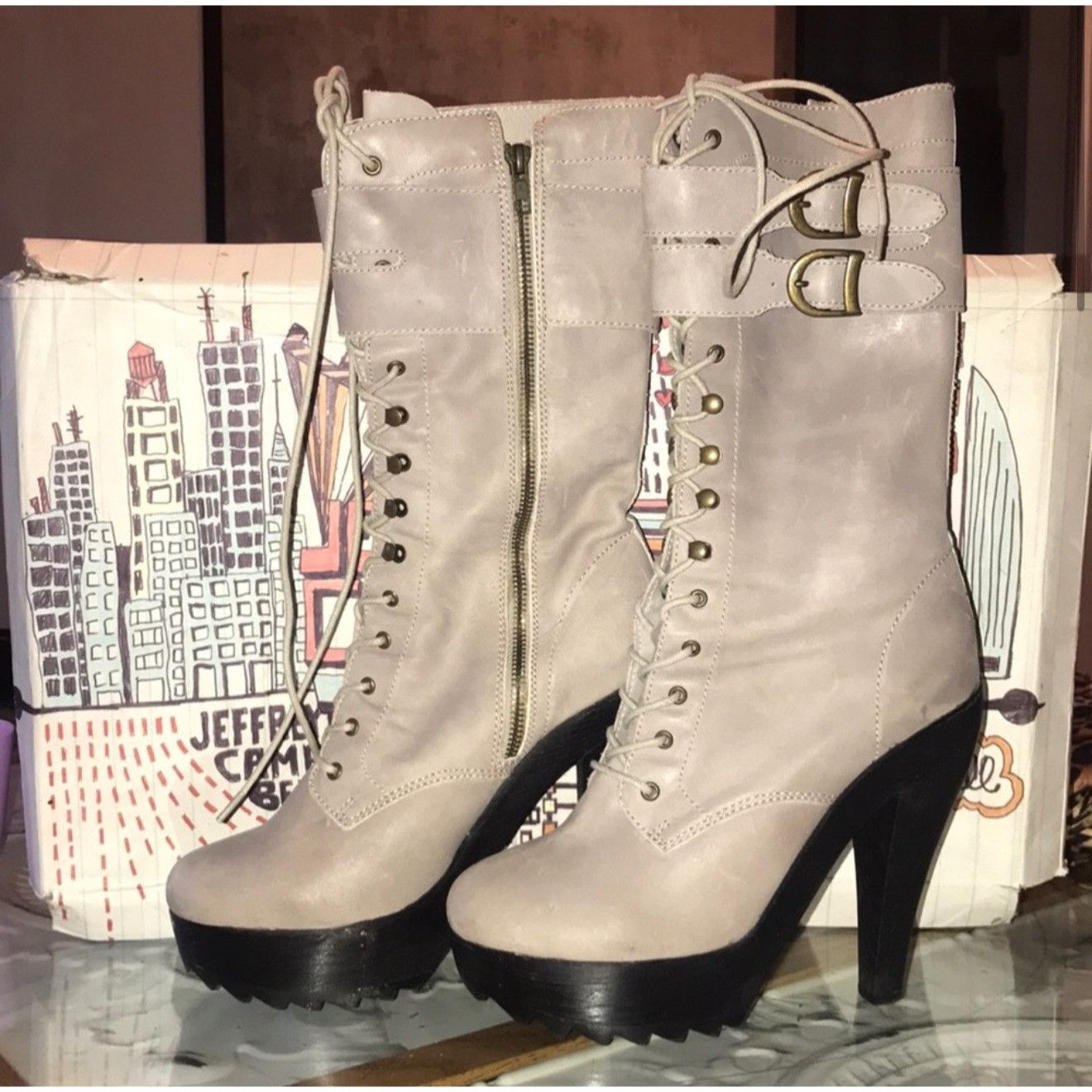 Jeffrey Campbell Jeffrey Campbell Gray Lace-Up Military Platform Heel Boots 1 Size US 10 / IT 40 - 6 Thumbnail