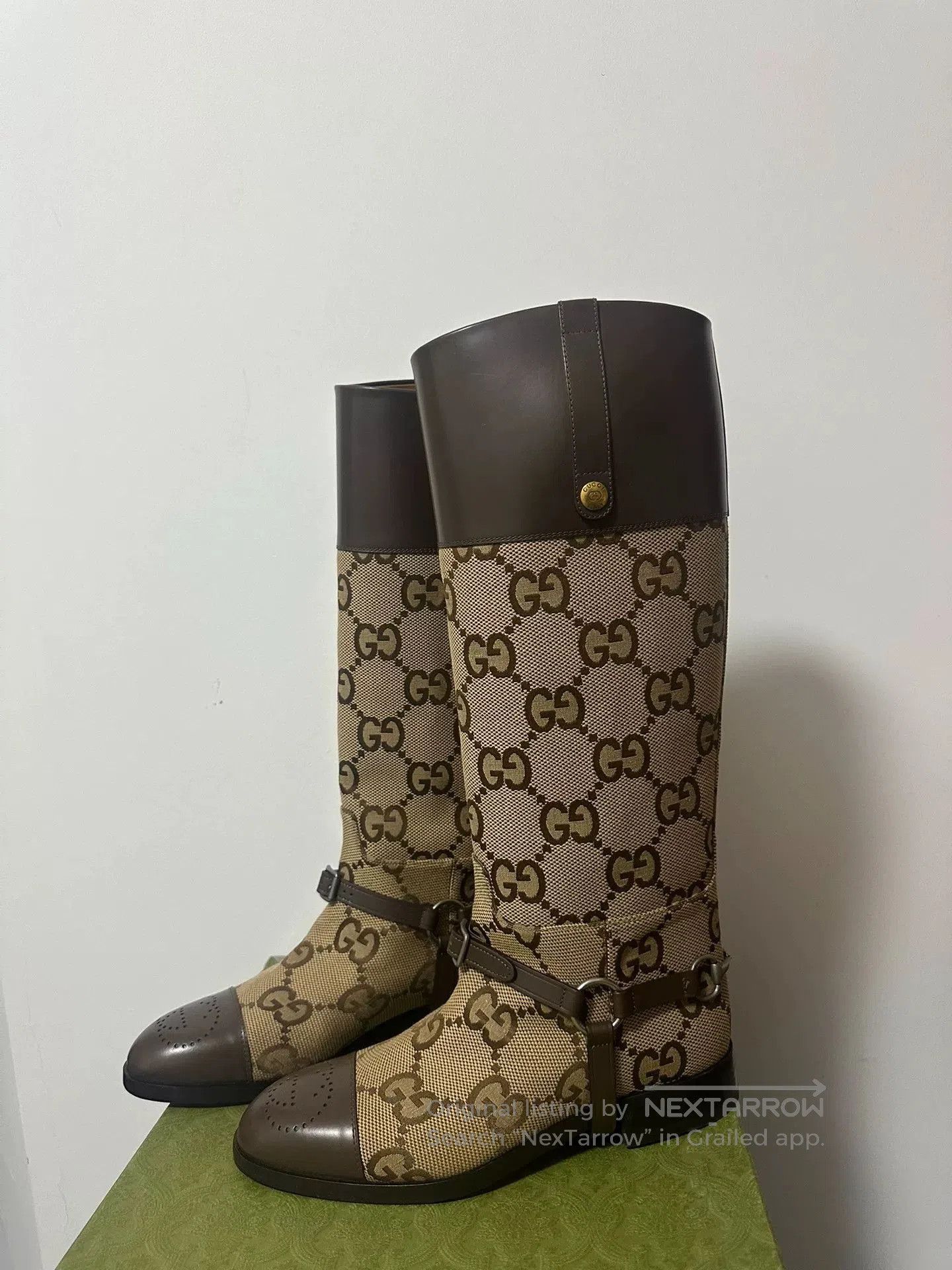 Gucci gucci monogram leather riding boots size 10. Size US 10 / EU 43 - 2 Thumbnail
