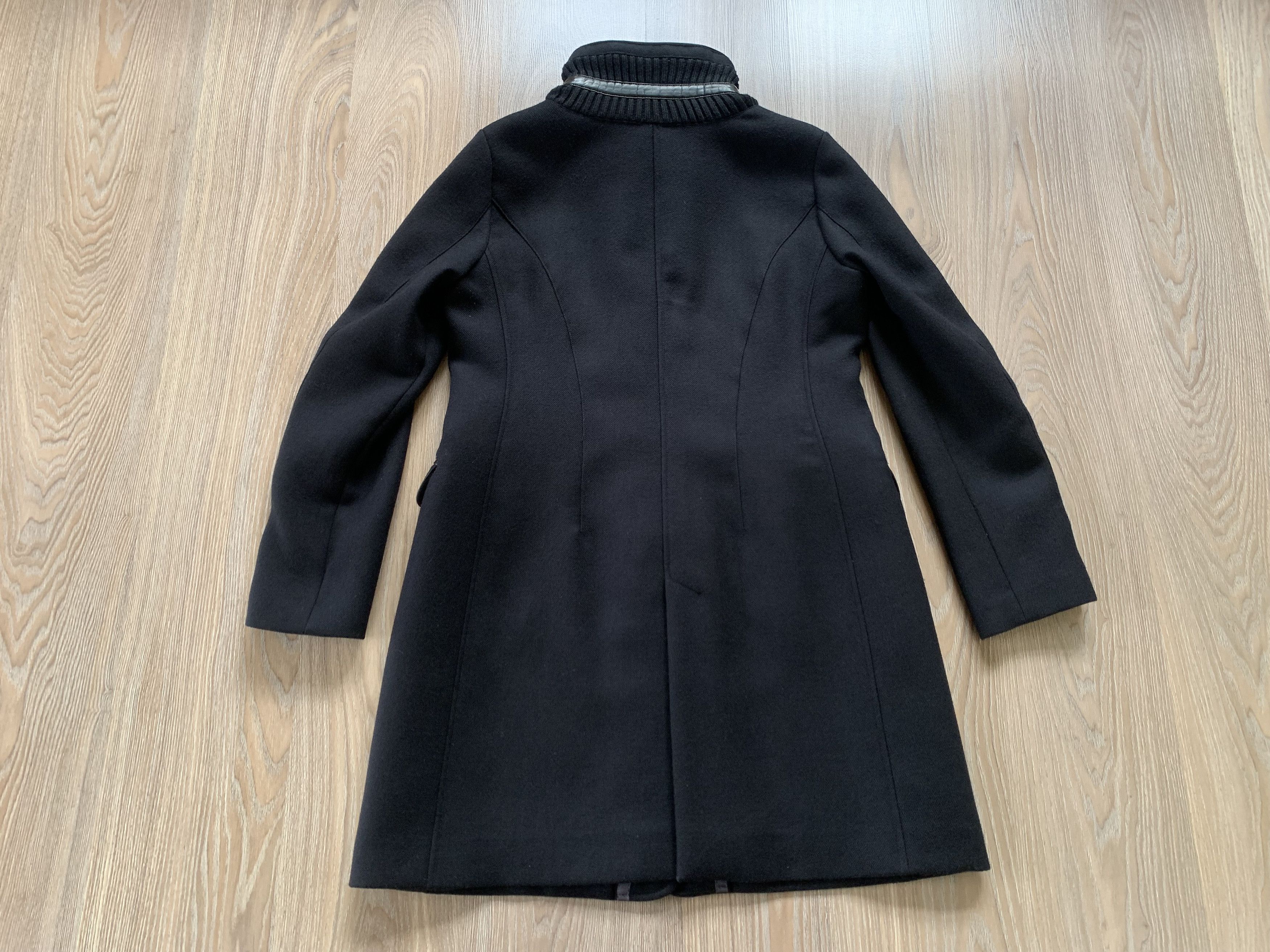 Other Mabrun Womens Black Virgin Wool Coat Button Zip Size L / US 10 / IT 46 - 3 Thumbnail
