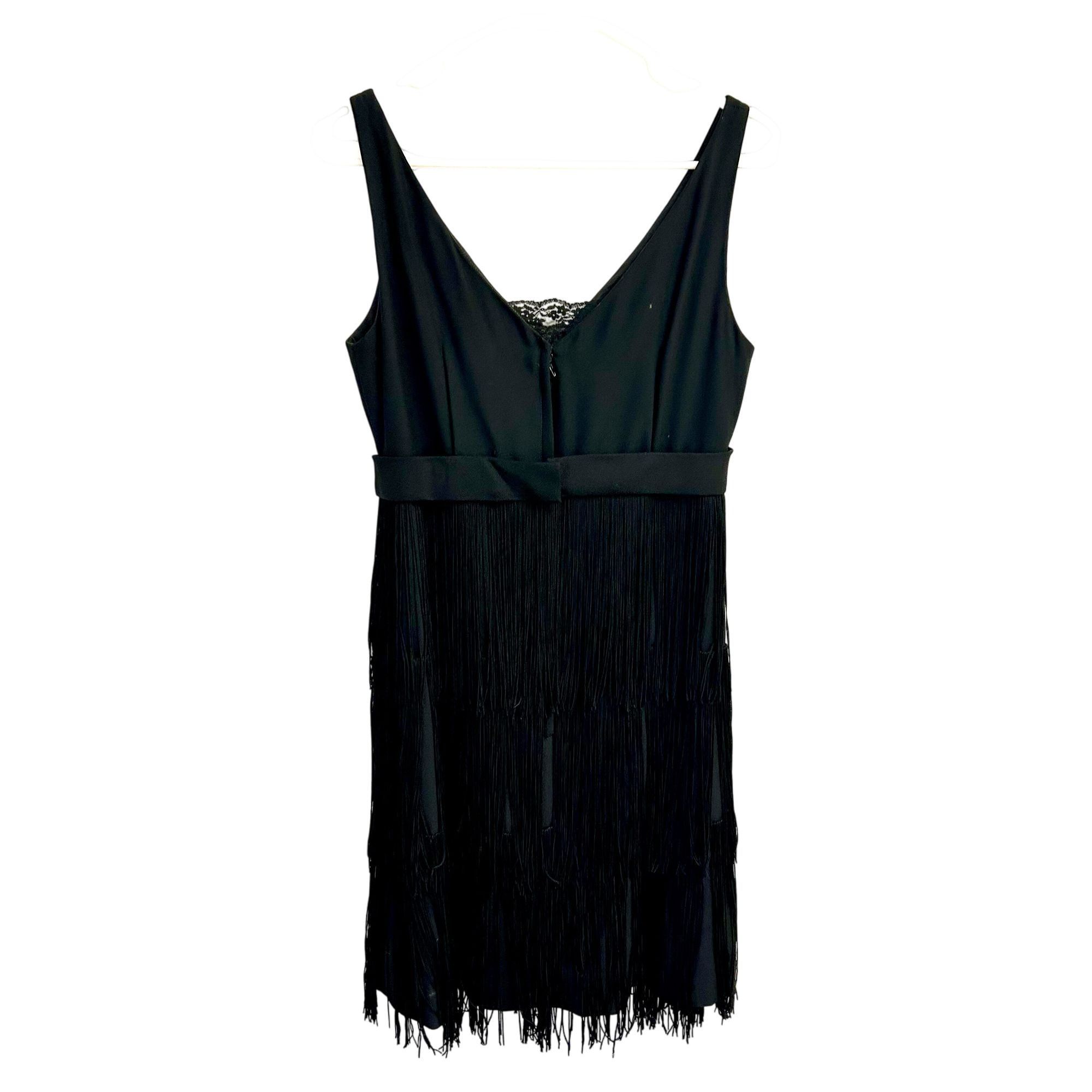 Vintage 1920's Black 3 Tier TASSEL Evening Cocktail FLAPPER Dress S Size S / US 4 / IT 40 - 12 Thumbnail