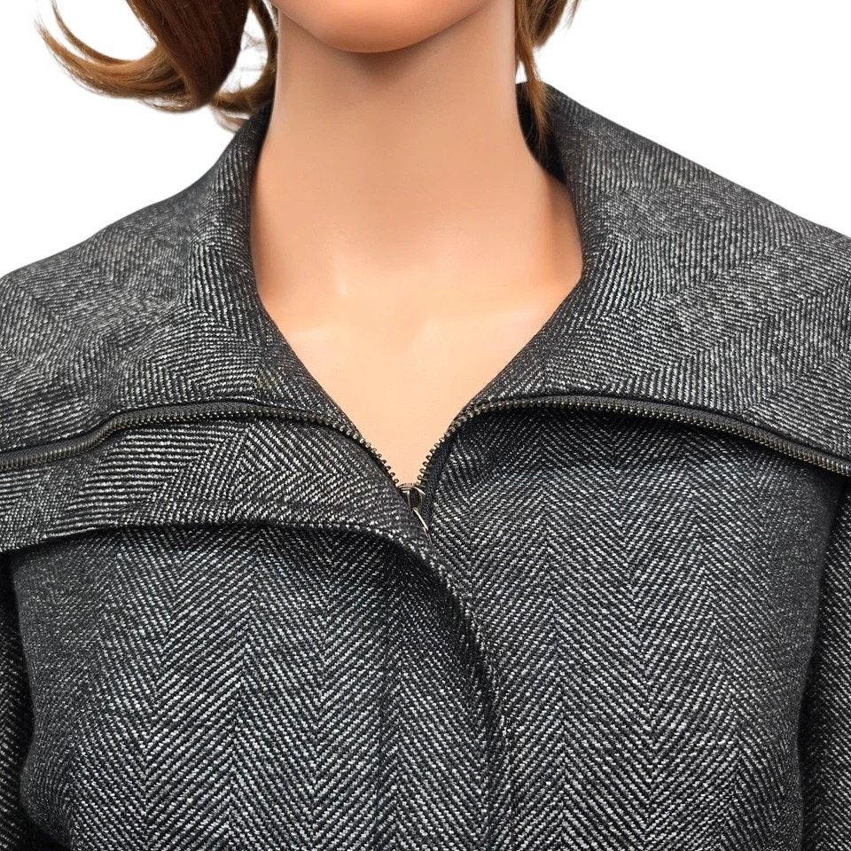 Anne Klein Anne Klein AK Herringbone Jacket Full Zip Women's 8 Wool Size M / US 6-8 / IT 42-44 - 4 Thumbnail