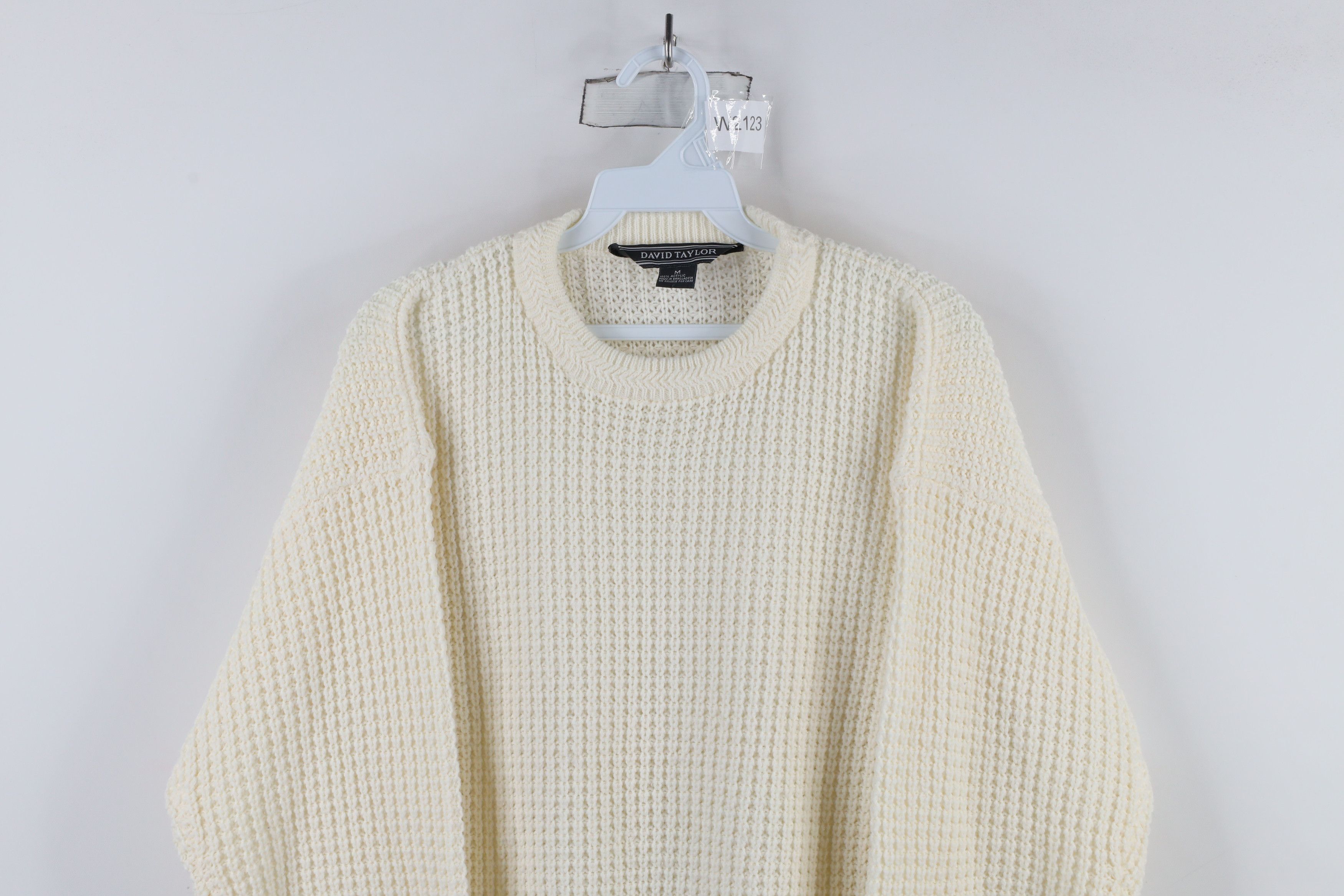 Vintage Vintage 90s Streetwear Chunky Thermal Knit Sweater Cream Size US M / EU 48-50 / 2 - 2 Thumbnail
