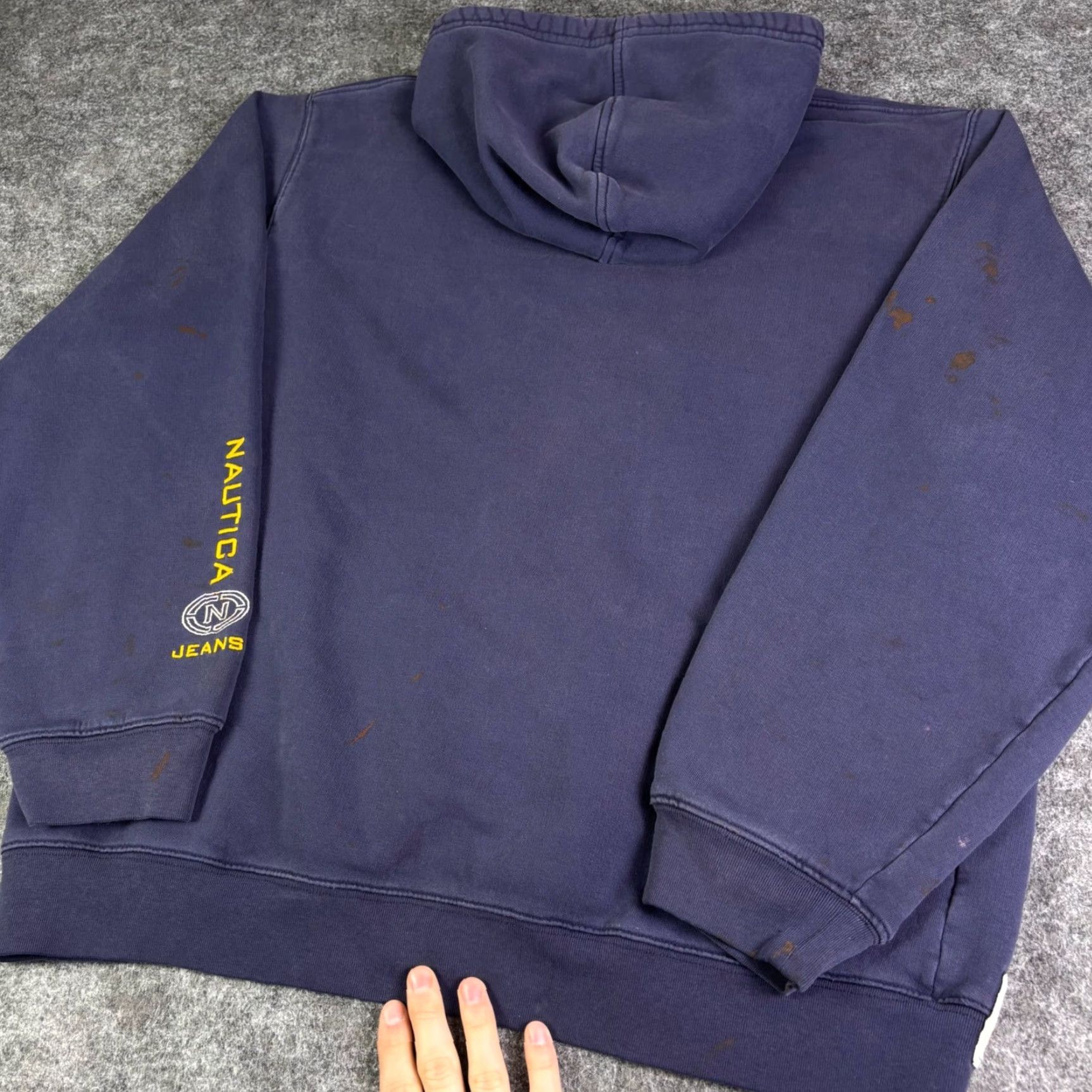 Nautica VINTAGE Nautica Hoodie Men 2XL Blue Distressed Graphic Logo Embroidered Pullover Knitted Fleece Sweatshirt Streetwear 90s Y2K Size US L / EU 52-54 / 3 - 3 Thumbnail