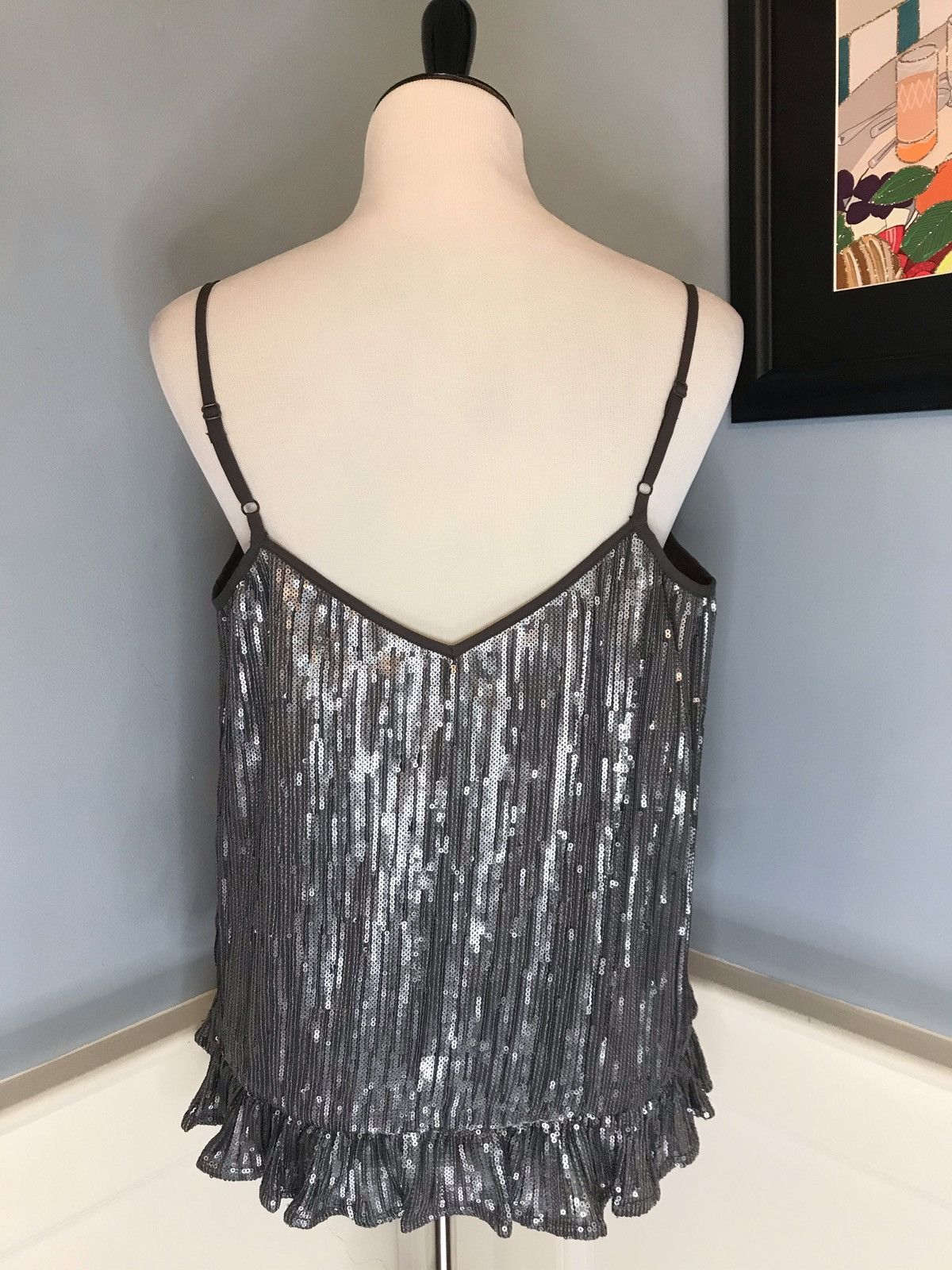 Anthropologie NWT Silver Sequined Anthropology Top Sz 10 Size L / US 10 / IT 46 - 3 Thumbnail