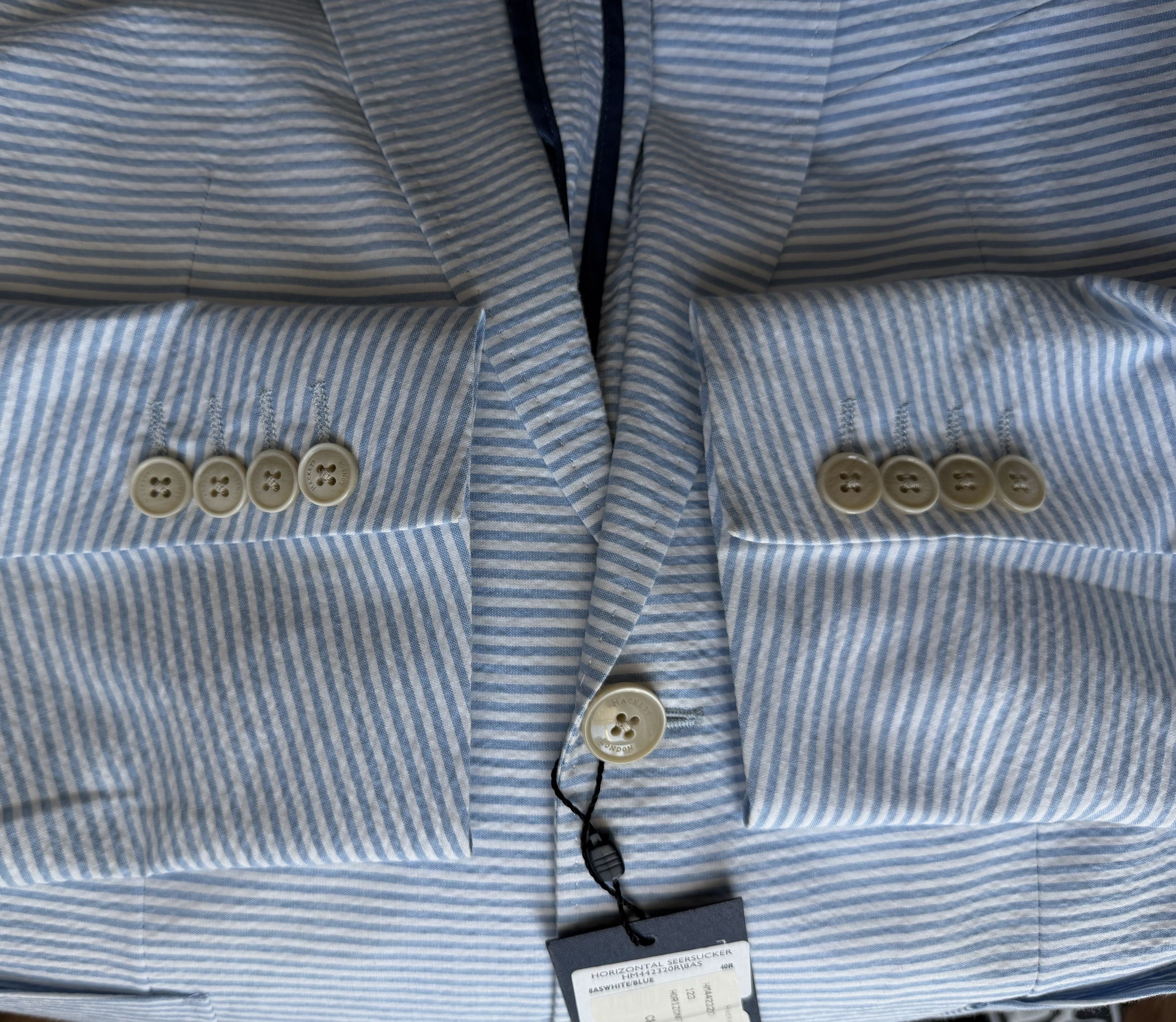 Hackett HACKETT London Horizontal Seersucker Men's Blazer Jacket Size 50R - 16 Thumbnail