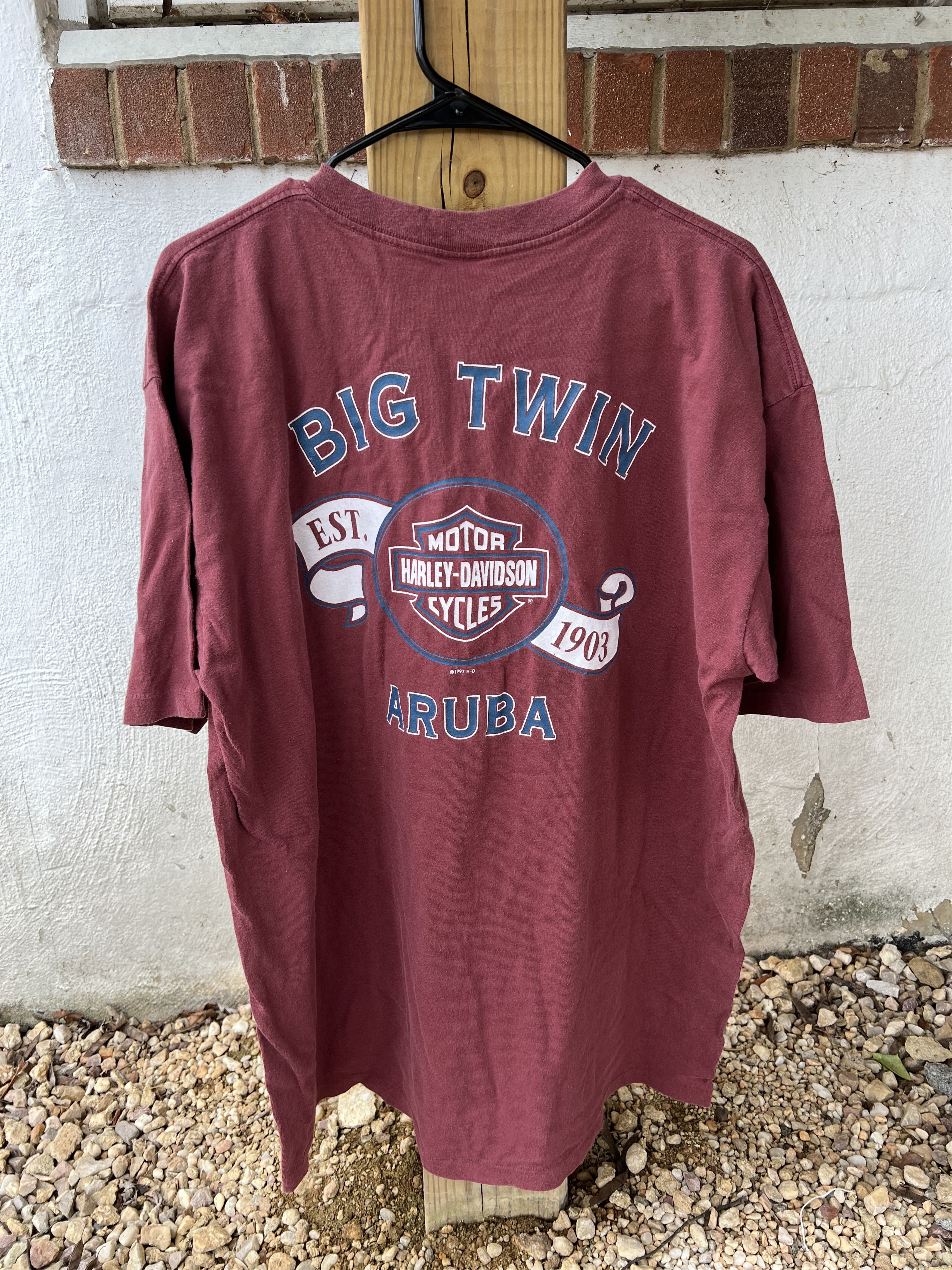 Harley Davidson 1997 Harley Davidson T-Shirt Aruba (Fits XL) Size US XXL / EU 58 / 5 - 4 Thumbnail