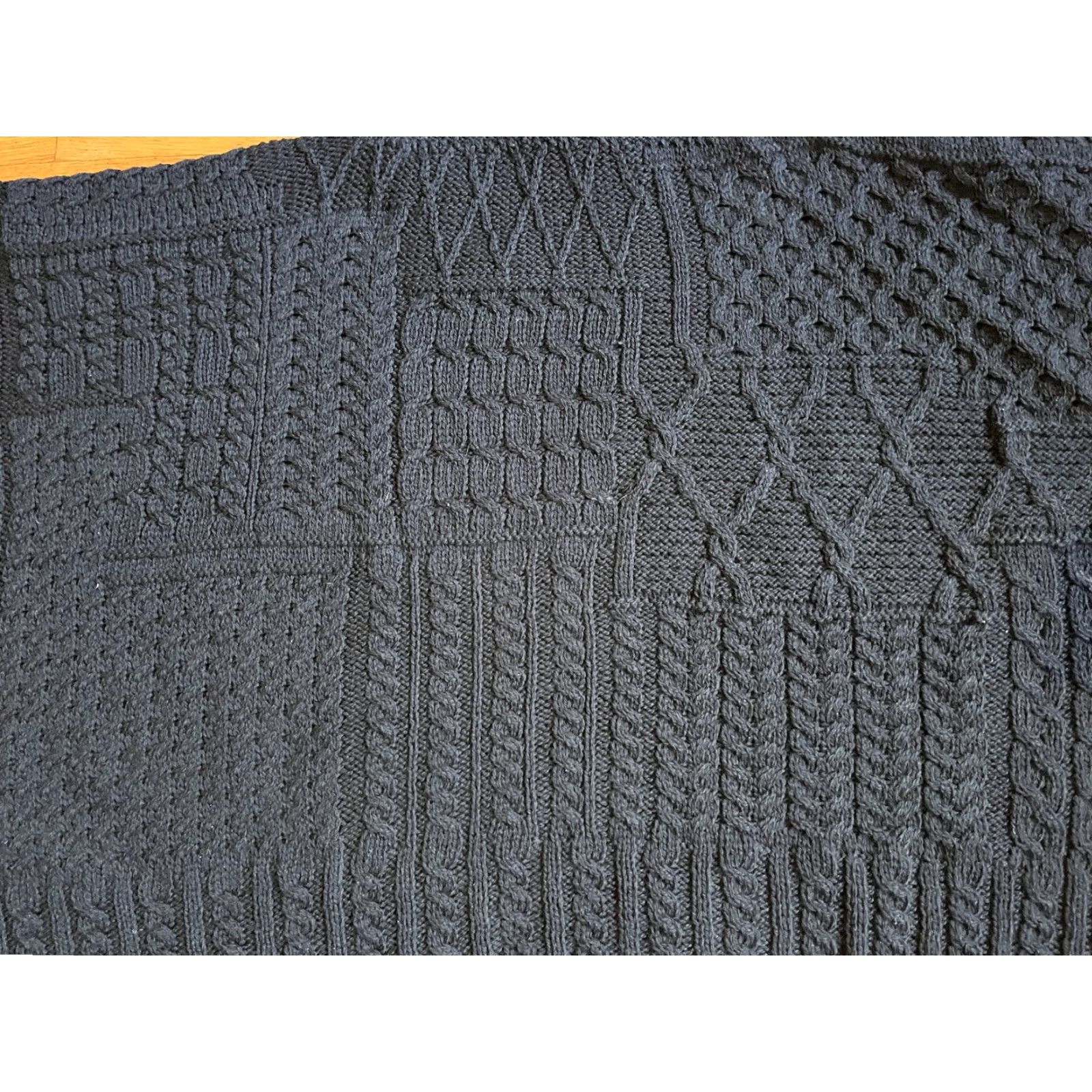 Market VINTAGE Aran Sweater Market Cowl Turtleneck Poncho Women's One Size Black Merino Wool Size ONE SIZE - 2 Thumbnail