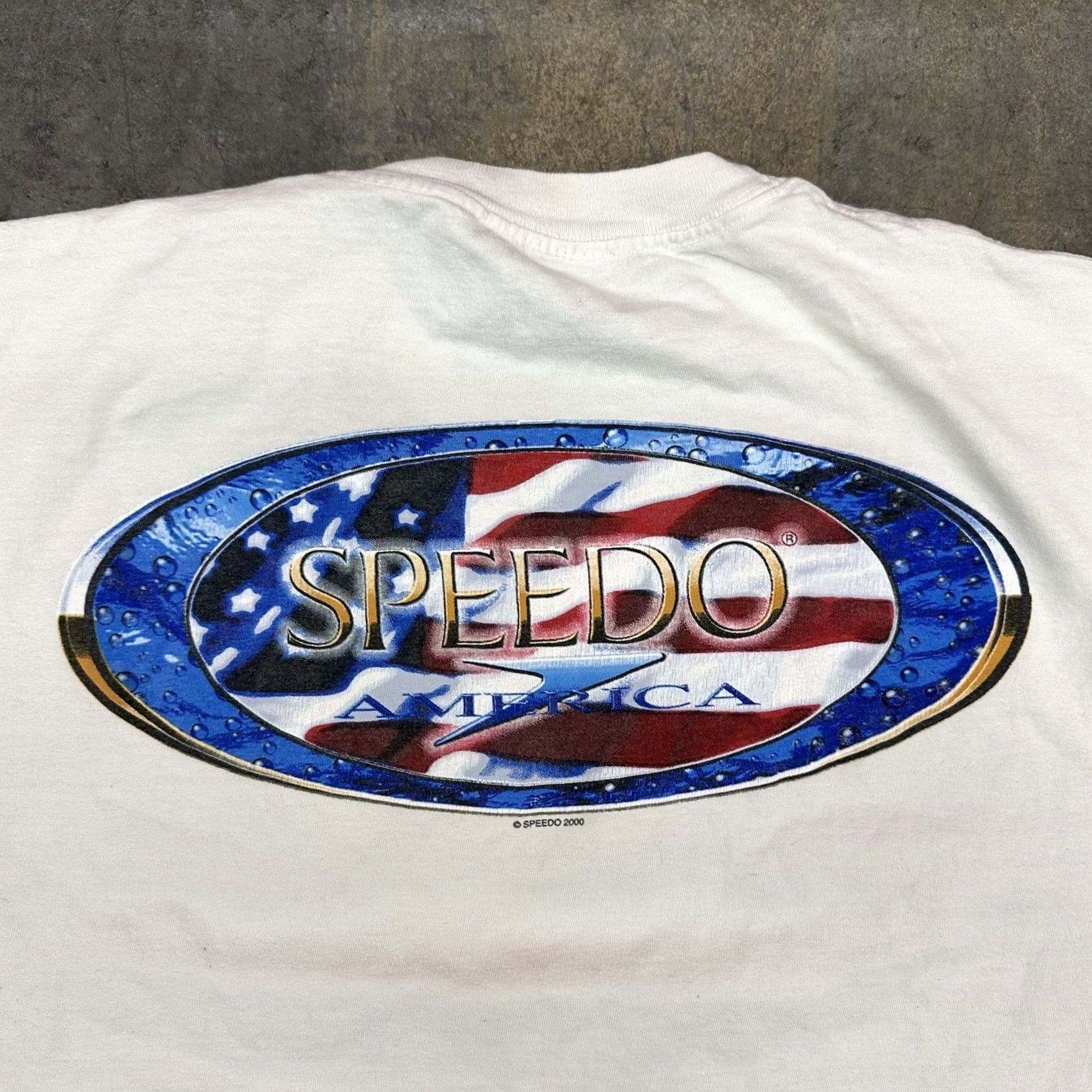Speedo VINTAGE Speedo USA Flag Graphic Print T Shirt Double-Sided XL Cotton Men XS? Size US XL / EU 56 / 4 - 4 Thumbnail