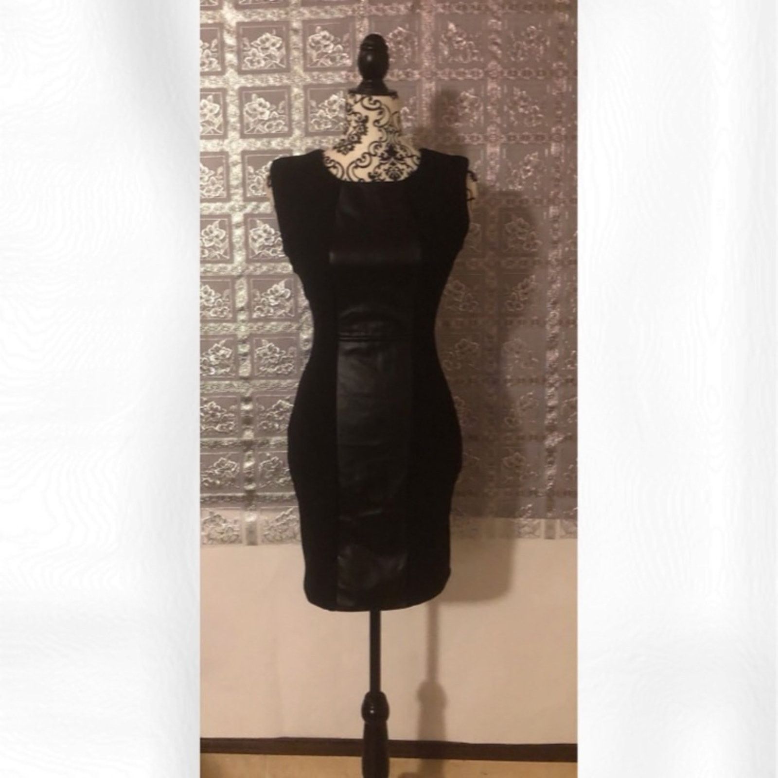 Other NWT Arden B Black Faux Leather Panel Dress Size XS / US 0-2 / IT 36-38 - 2 Thumbnail