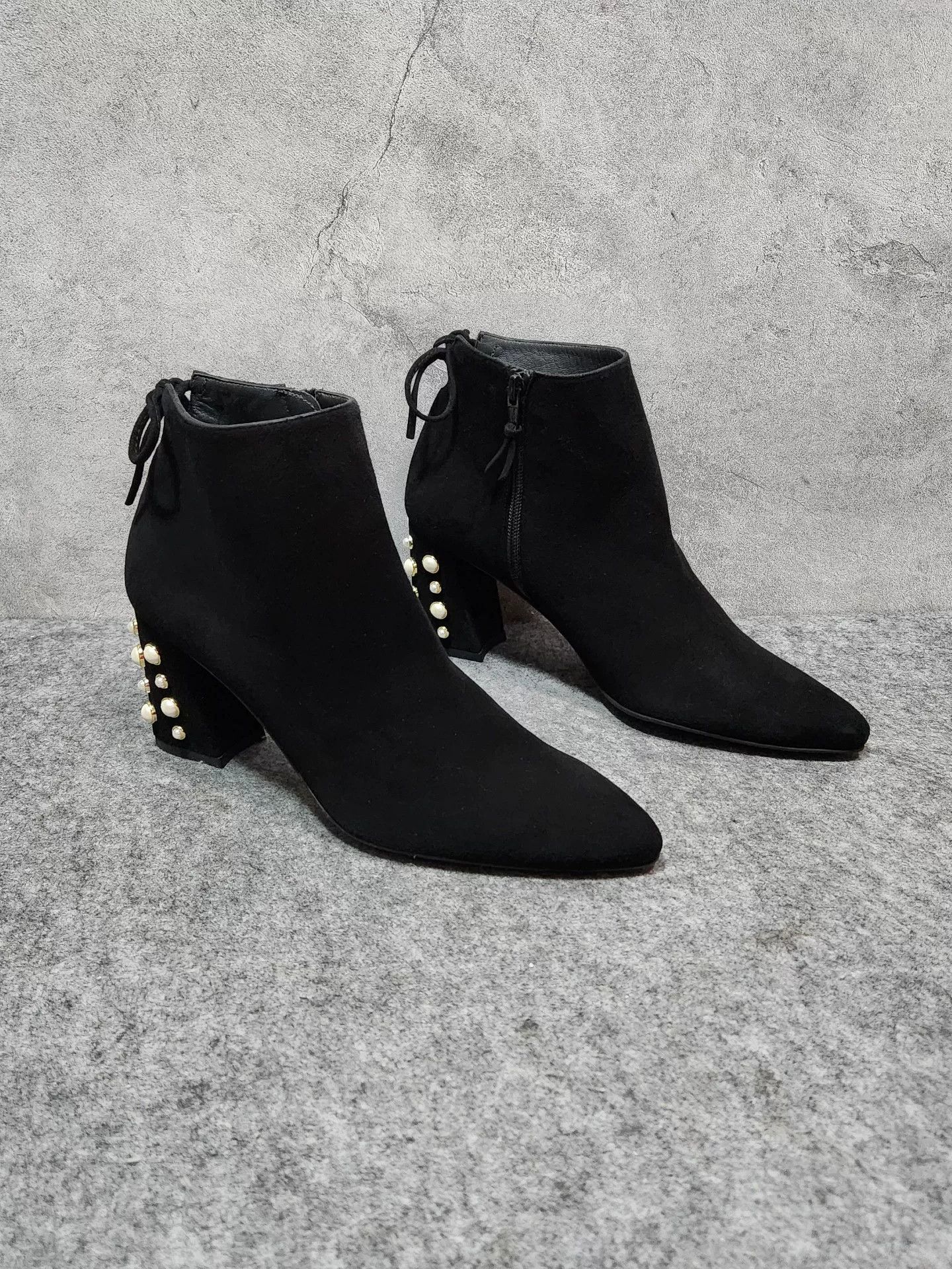 Stuart Weitzman Stuart Weitzman Black Suede Rivet Ankle Boots Size US 9 / IT 39 - 1 Thumbnail