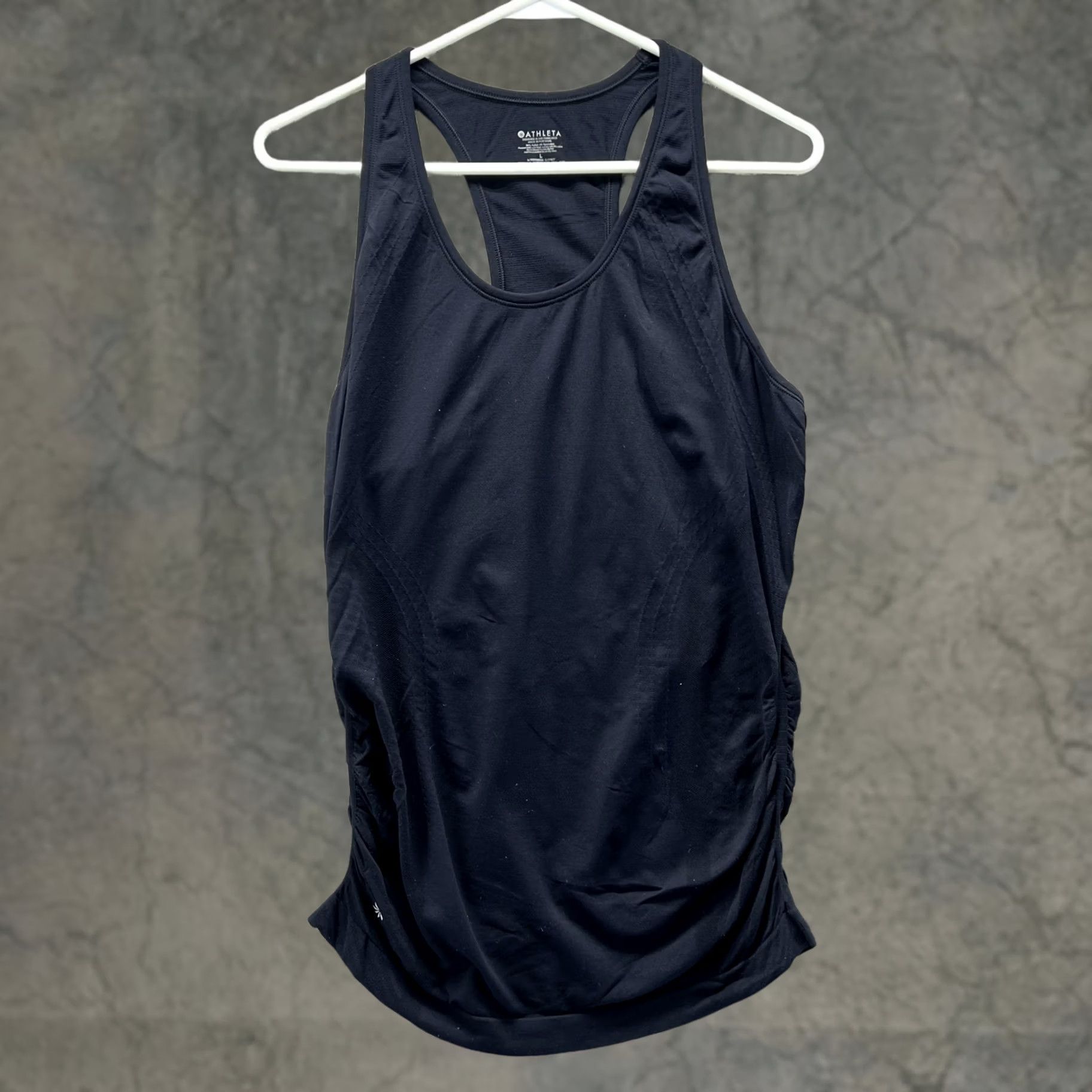 Athleta Athleta Tank Top Womens Large Black Racerback Ruched Running Yoga Athletic Size L / US 10 / IT 46 - 1 Thumbnail