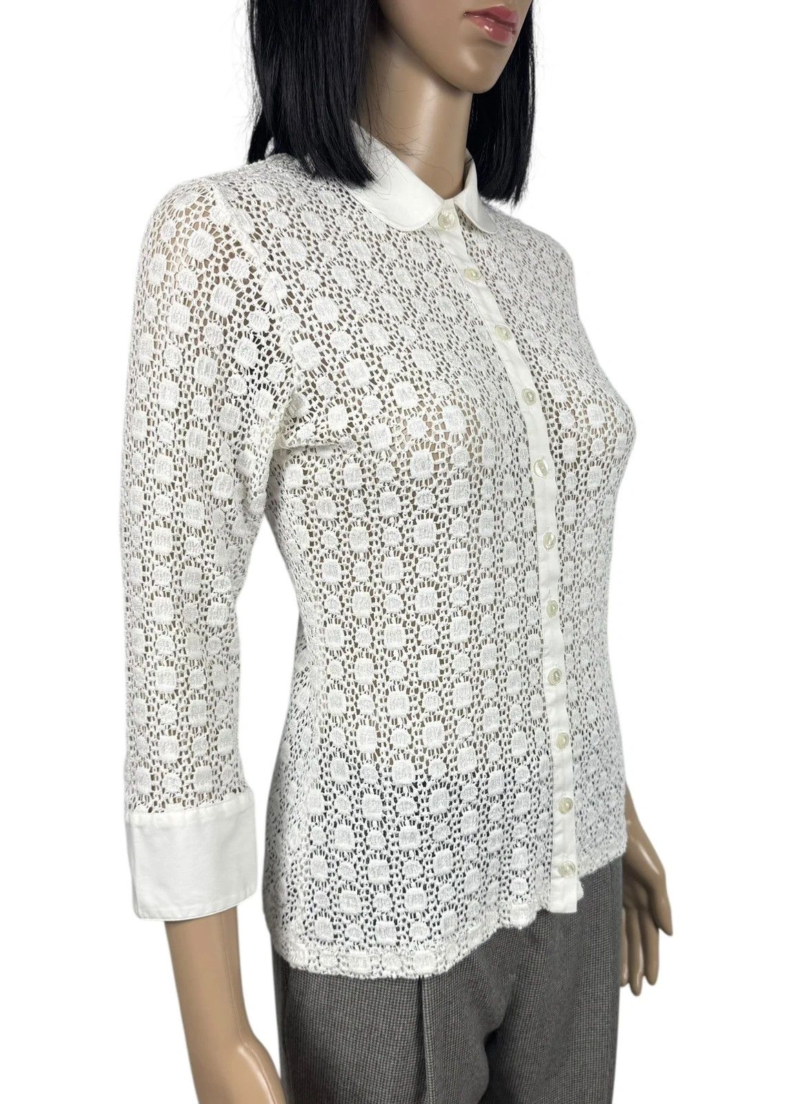 ANNE FONTAINE Anne Fontaine Regina Lace Crochet Button Up Blouse Size M / US 6-8 / IT 42-44 - 3 Thumbnail