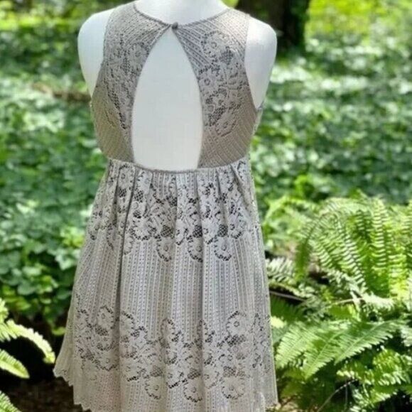 Free People FREE PEOPLE Rocco Lace overlay Dress Sz 0 Taupe sleeveless K Size XS / US 0-2 / IT 36-38 - 3 Thumbnail
