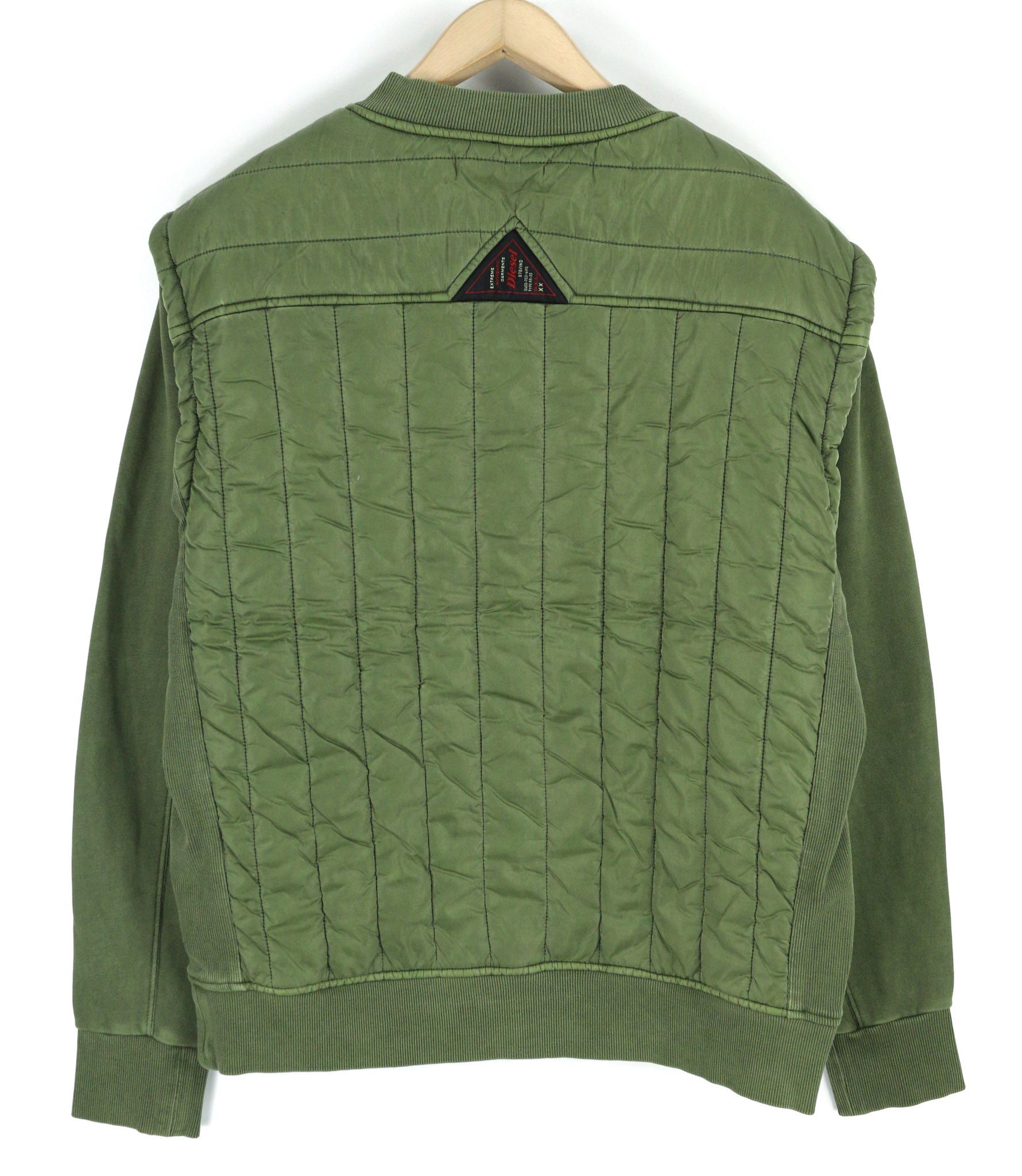 Diesel S-HOLTY L Green Quilted Crew Logo Sweatshirt 40120 Size US L / EU 52-54 / 3 - 2 Thumbnail