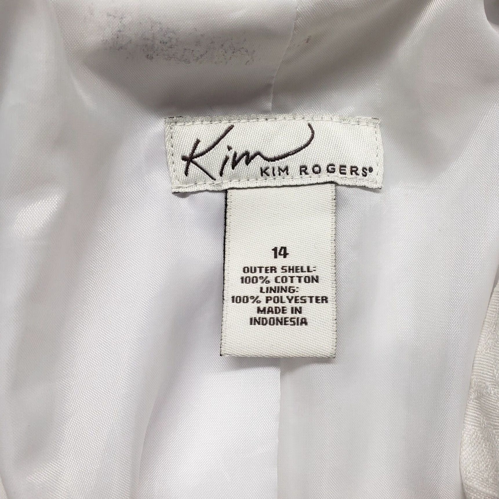 Vintage Kim Rogers Women's Jacket Solid White Button-Down Acrylic Blend Size 14 Office Casual Size XL / US 12-14 / IT 48-50 - 3 Thumbnail