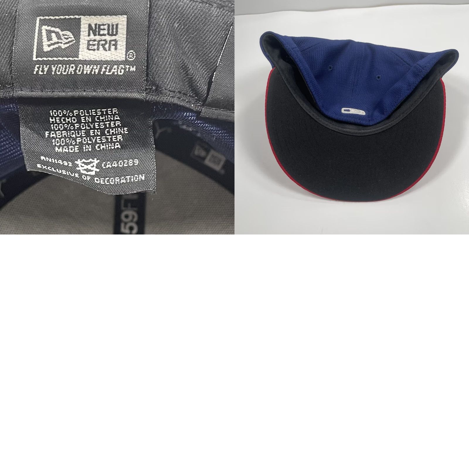 New Era New Era 59 Fifty Hat Adults 7 3/8 Blue Red Chicago Cubs Fitted Flat Bill Cap Hat Mens Baseball Cap Size ONE SIZE - 9 Thumbnail
