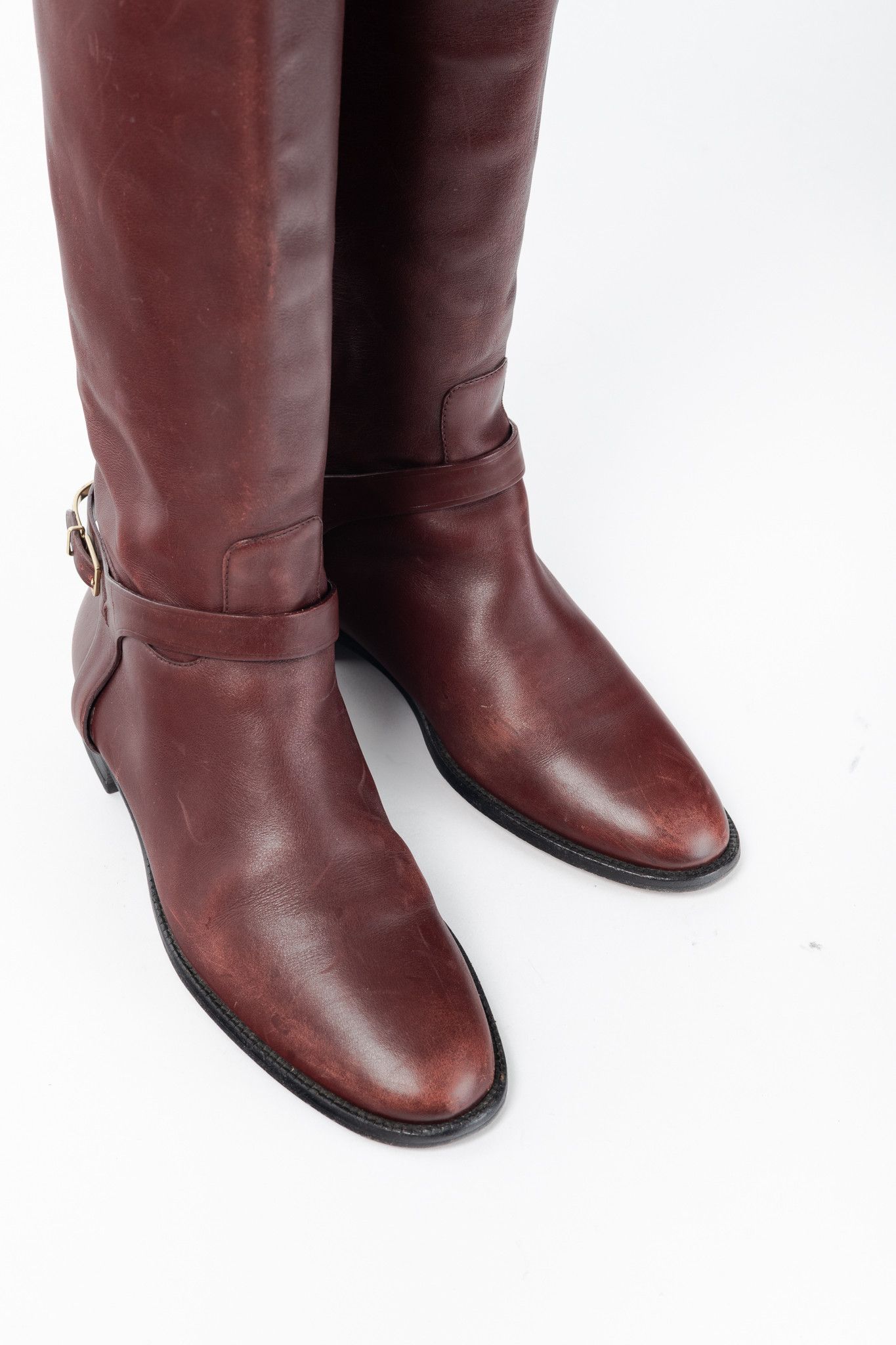 Burberry Burberry Carmack Bordeaux Leather Over-The-Knee Riding Boots Size US 7 / IT 37 - 6 Thumbnail