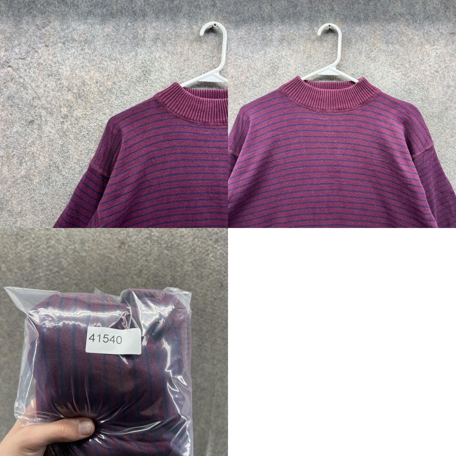 Eddie Bauer VINTAGE Eddie Bauer Sweater Mens Medium Purple Stripe Mock Neck Cotton Knit 90s Size US M / EU 48-50 / 2 - 8 Thumbnail