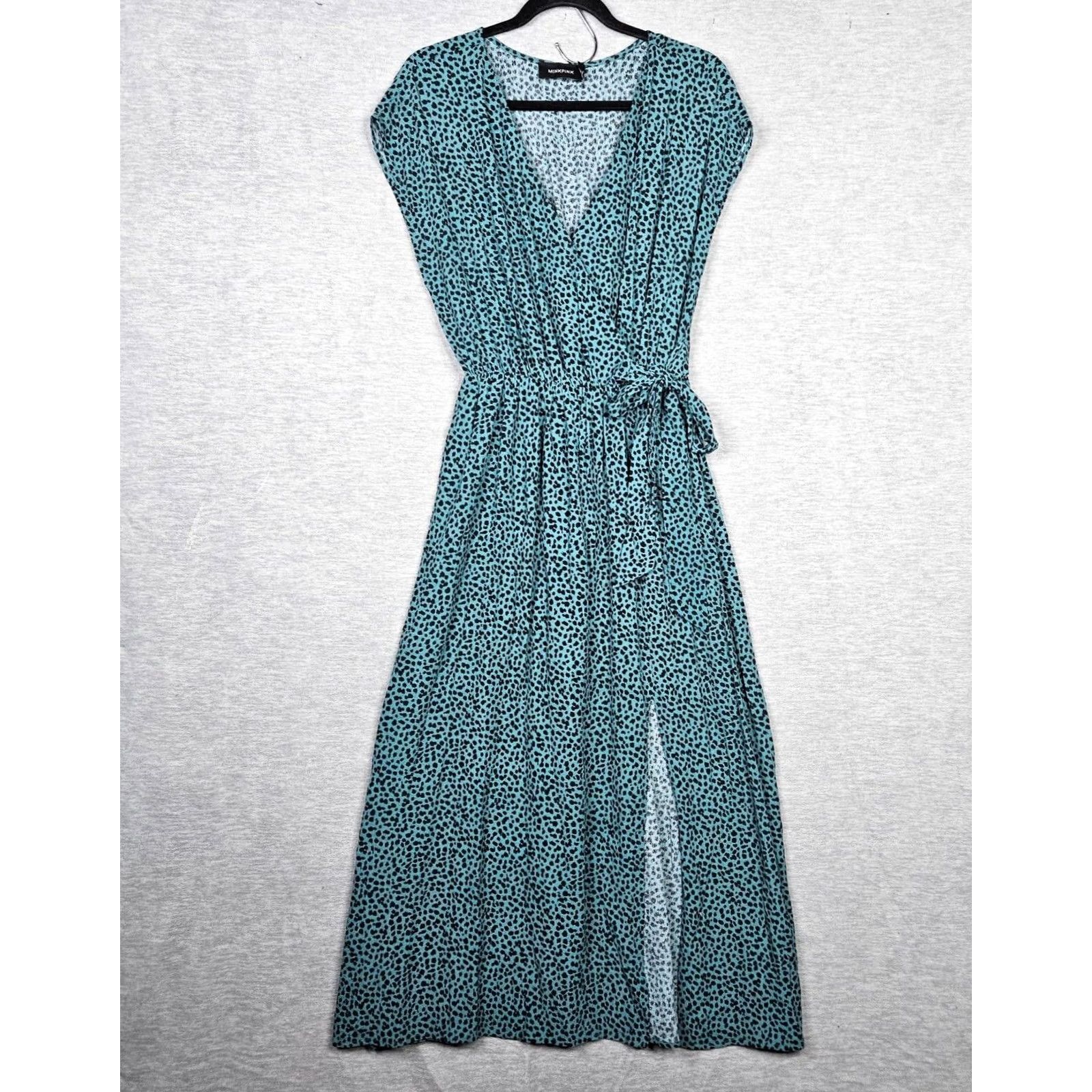 MINKPINK MINKPINK Women's S Wrap Maxi Dress Black Green Print Dress Maxi S Women Short Sleeve V-Neck Casual Pattern Solid Colorful 90s? Size S / US 4 / IT 40 - 2 Thumbnail