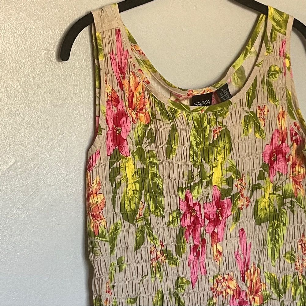 Designer Erika Women’s Vintage Floral Sleeveless Tank Top Medium Size M / US 6-8 / IT 42-44 - 2 Thumbnail