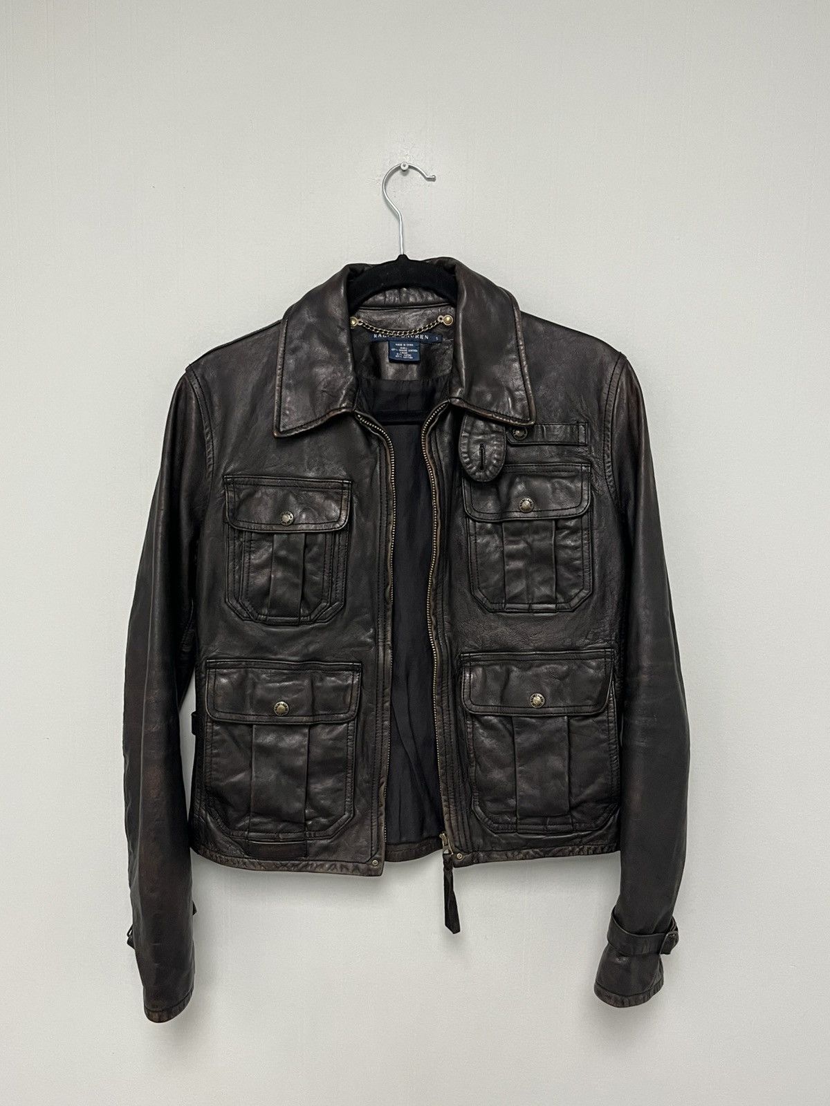 Ralph Lauren Distressed leather jacket. Small Size S / US 4 / IT 40 - 2 Thumbnail