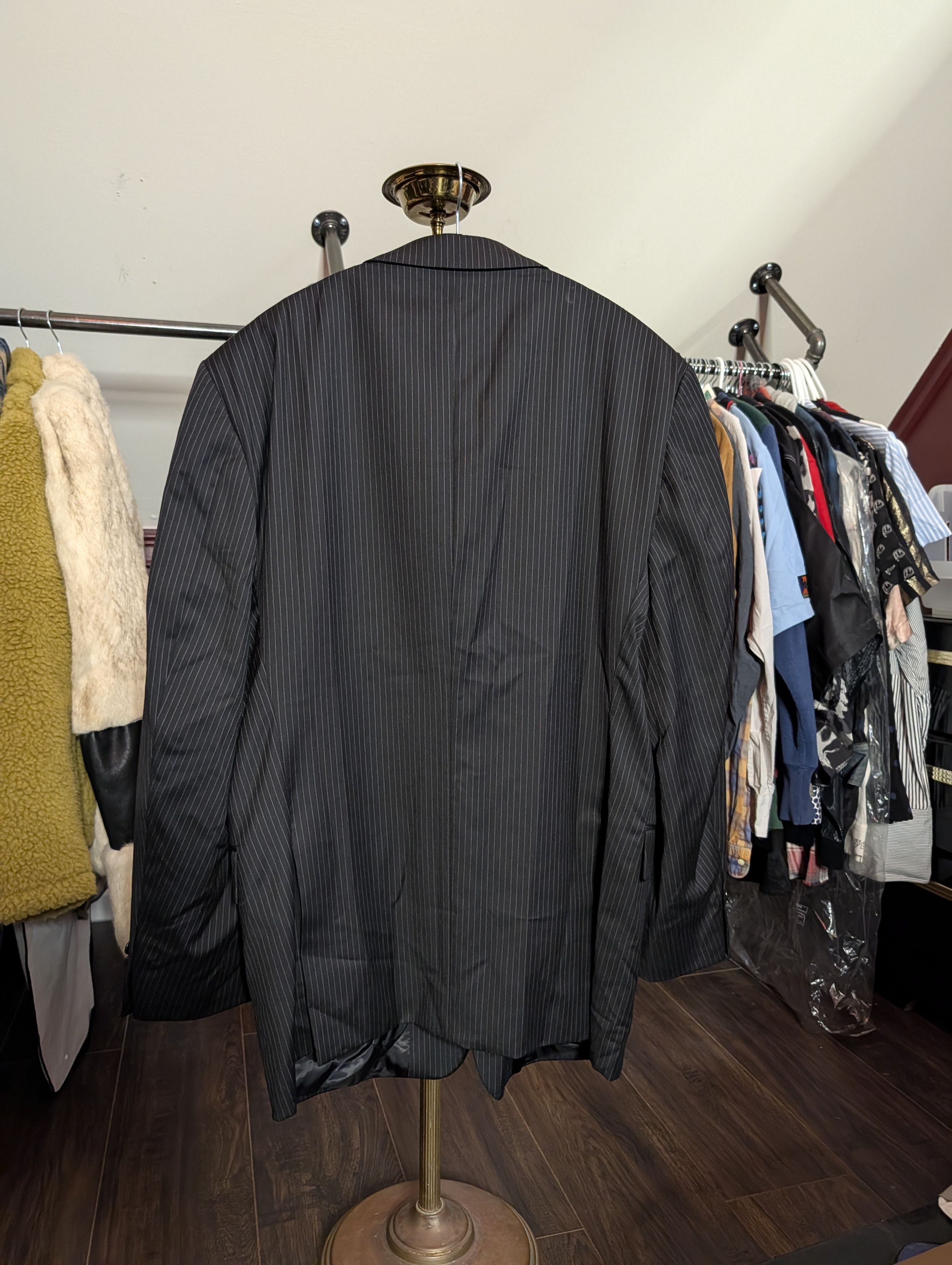 Loro Piana Super 120s Wool Black Pinstriped Joseph Abboud Jacket Size 46R - 8 Thumbnail