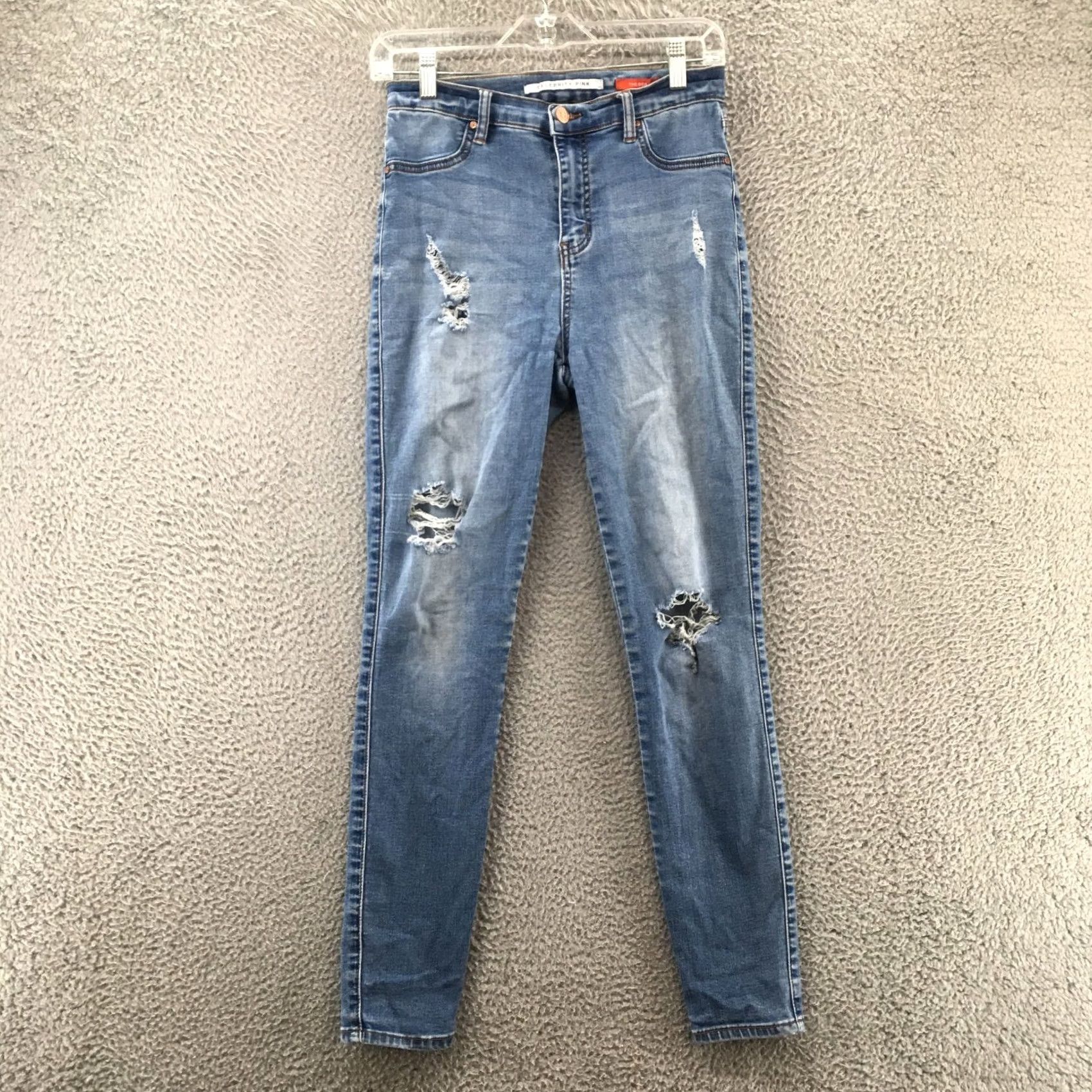 Vintage Celebrity Pink The Deb Jeans Jeans 26x28 Blue Distressed High Rise Zip Womens Skinny Denim Modern 90s Womens Size 26" / US 2 / IT 38 - 2 Thumbnail