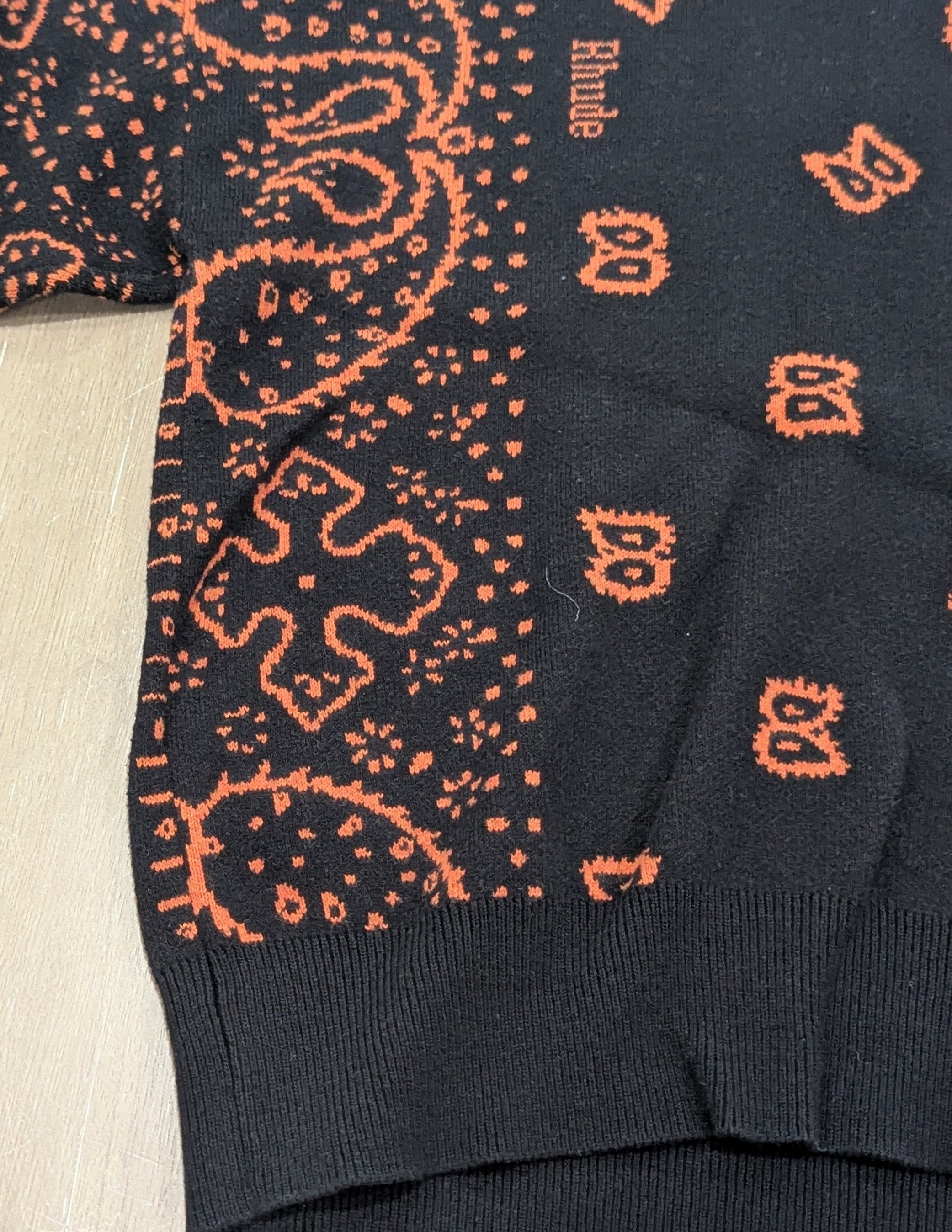 Rhude RHUDE Bandana Knit Cotton/Cashmere Sweater Black/Orange M Size US M / EU 48-50 / 2 - 3 Thumbnail