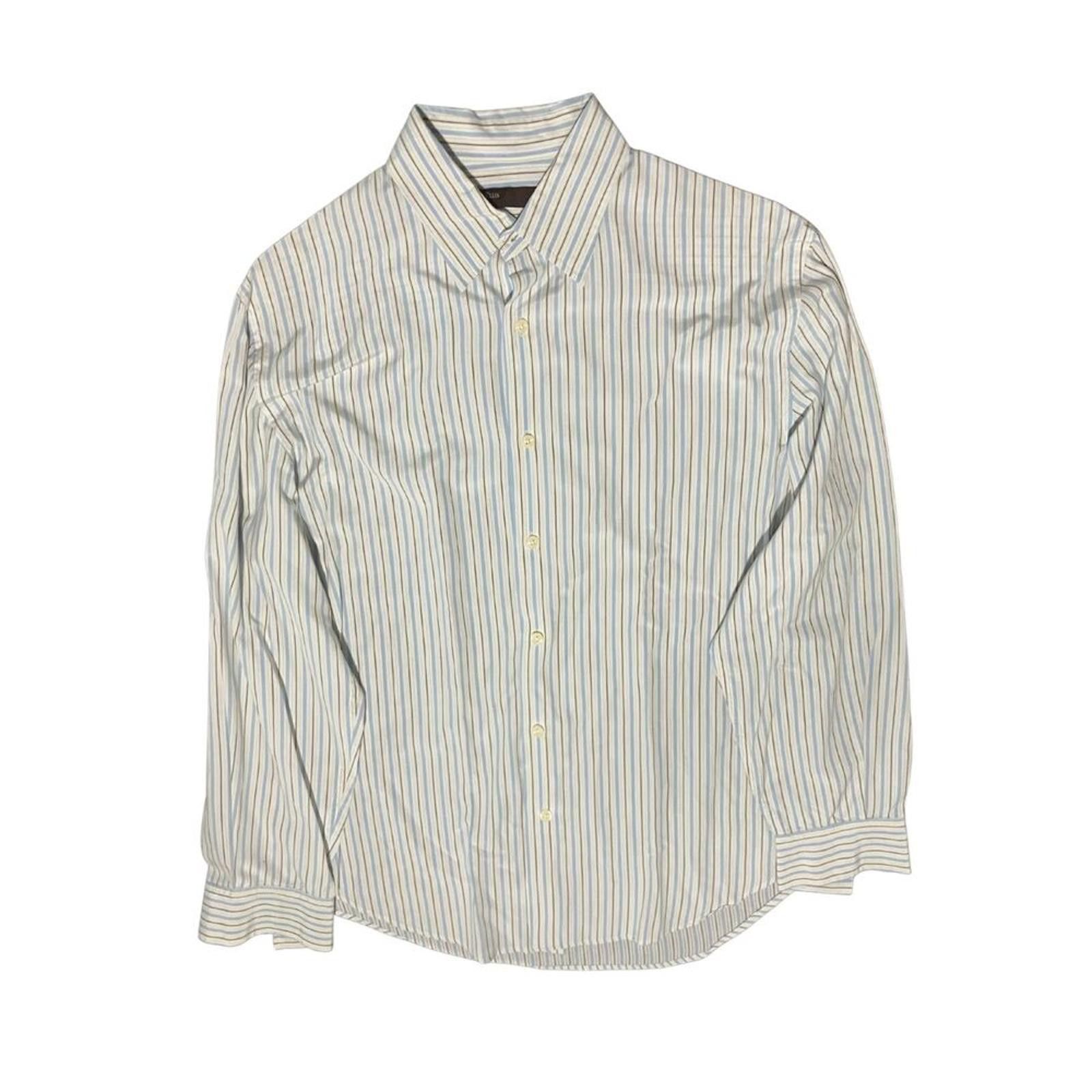 Perry Ellis Perry Ellis Silk Blend Men’s Dress Shirt Stripede Size L Size 42R - 5 Thumbnail