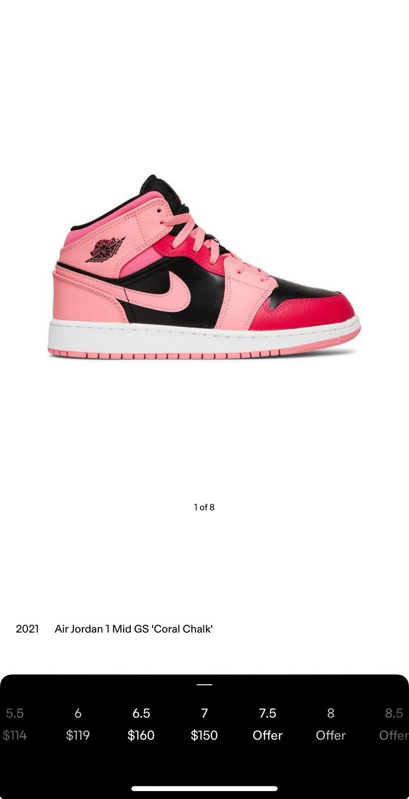 Jordan Brand Air Jordan 1 Coral Chalk GS Size 7Y / 8.5W Size US 8.5 / IT 38.5 - 9 Thumbnail