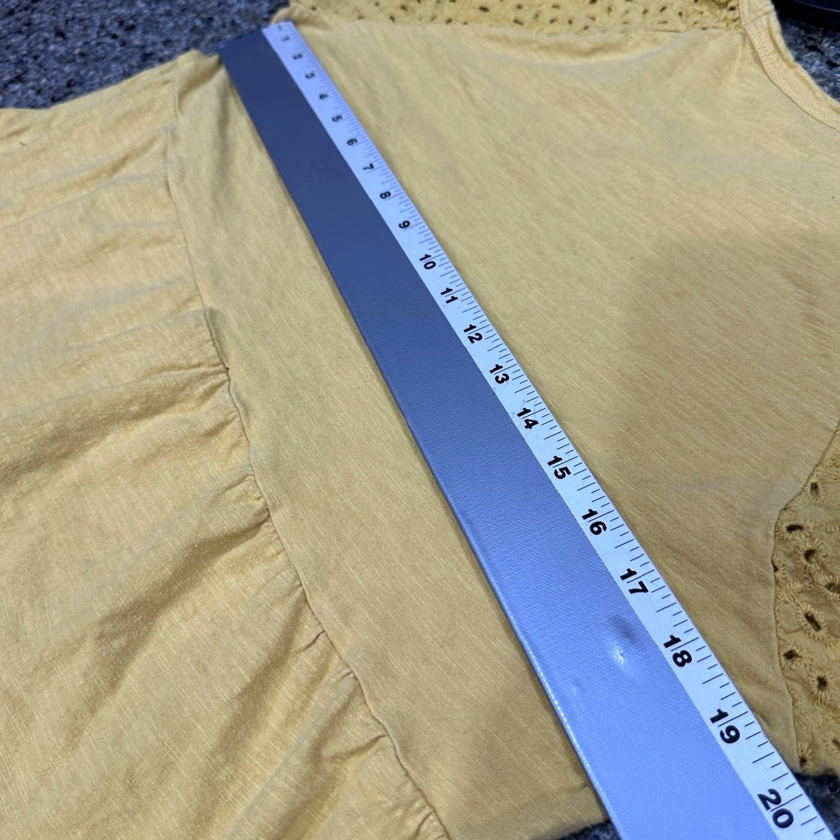 Vintage Time and Tru Tunic Dress Women L Yellow Eyelet Long Sleeve Boho A-Line 100% Cotton Knee Length Casual Size L / US 10 / IT 46 - 7 Thumbnail