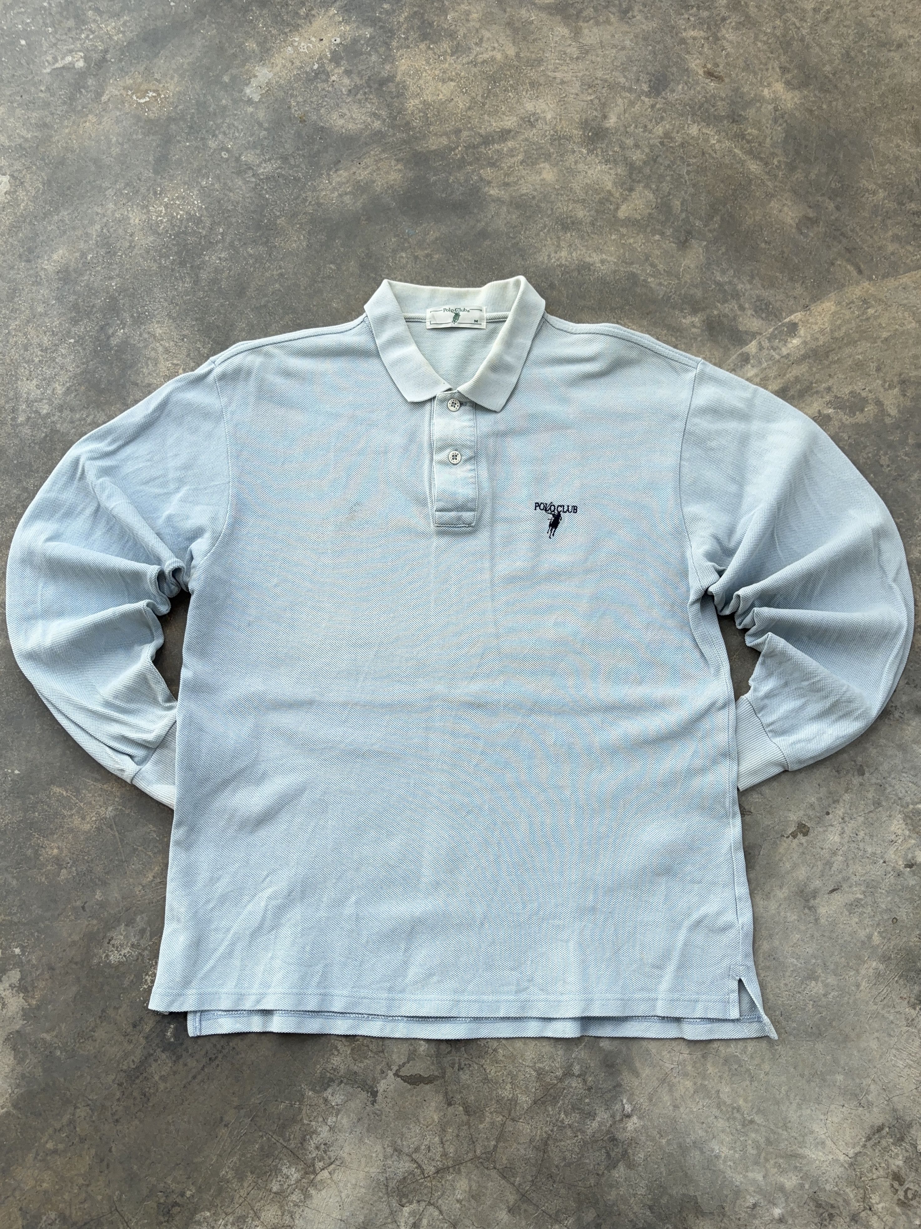 Polo Ralph Lauren Polo Club Blue Long Sleeve Vintage Polo Shirt Size US M / EU 48-50 / 2 - 2 Thumbnail