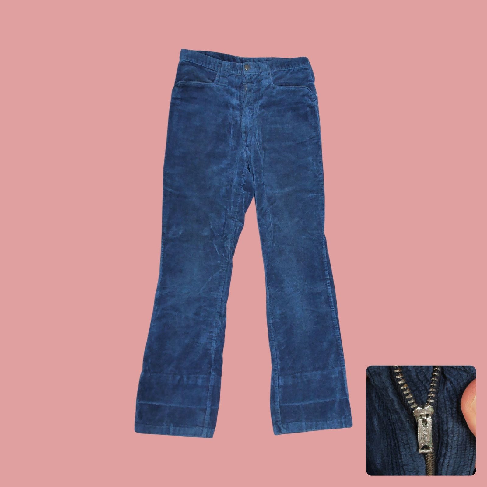 Vintage Vintage Archival 70s Scovill Zip Navy Corduroy Pants 28x31 Size US 28 / EU 44 - 1 Thumbnail