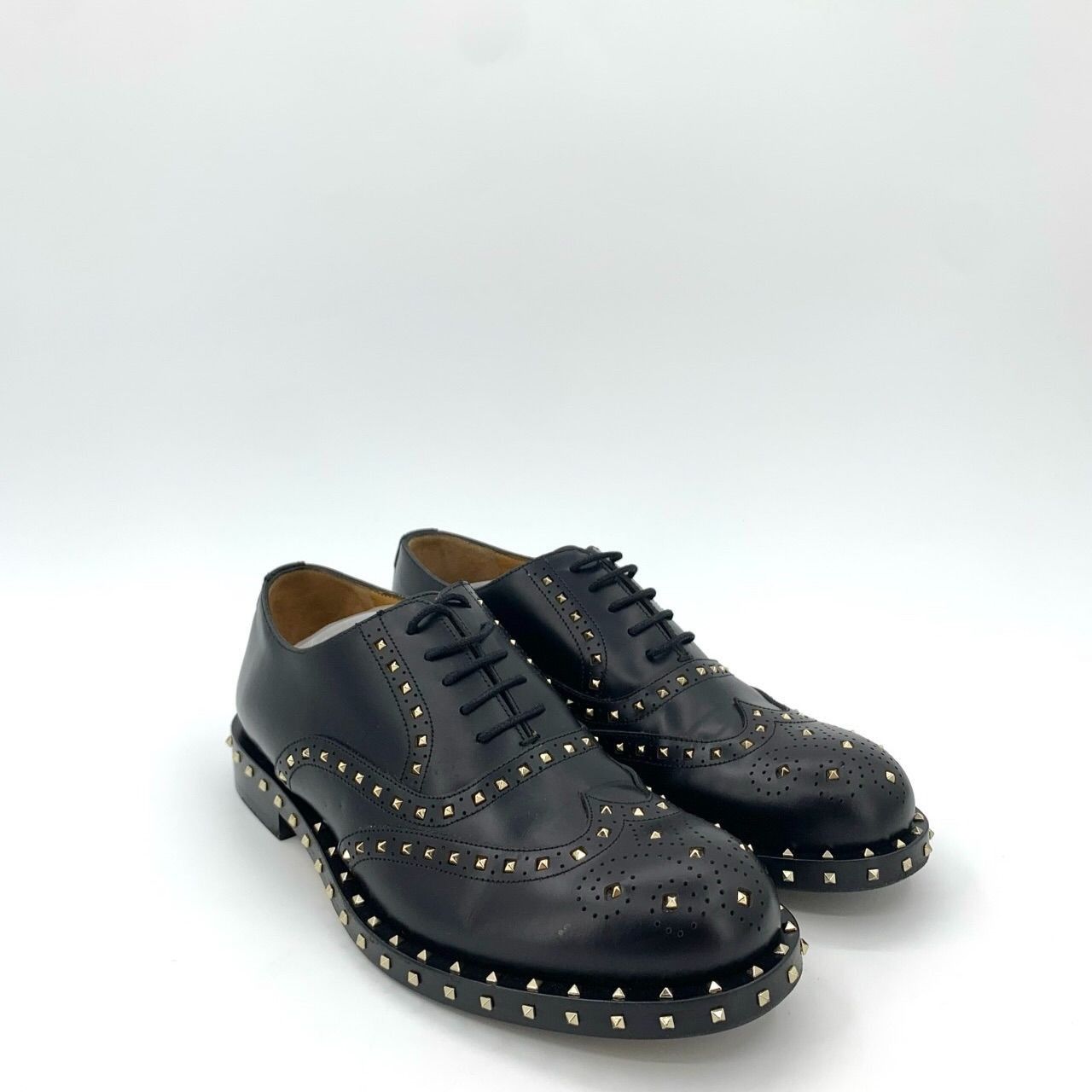 Valentino Valentino Black Leather Spike & Brogue Lace-Up Shoes, Size 4 Size US 7 / EU 40 - 1 Thumbnail