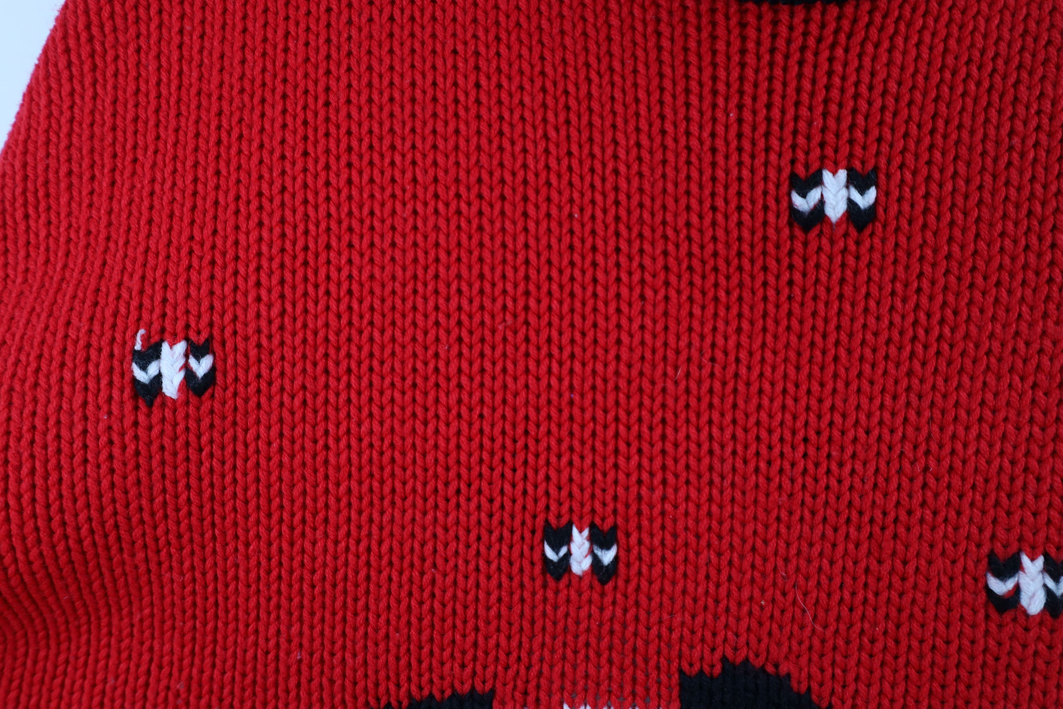 Vintage Vintage 90s Streetwear Panda Bear Knit Crewneck Sweater Red Size 3XL / US 20-22 - 5 Thumbnail