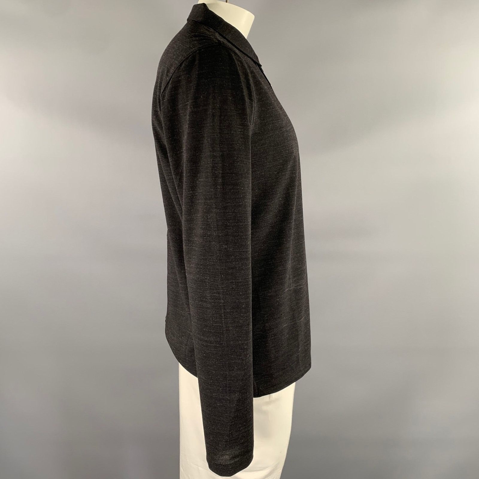 John Varvatos JOHN VARVATOS Size L Black Heather Wool Blend Long Polo Size US L / EU 52-54 / 3 - 2 Thumbnail