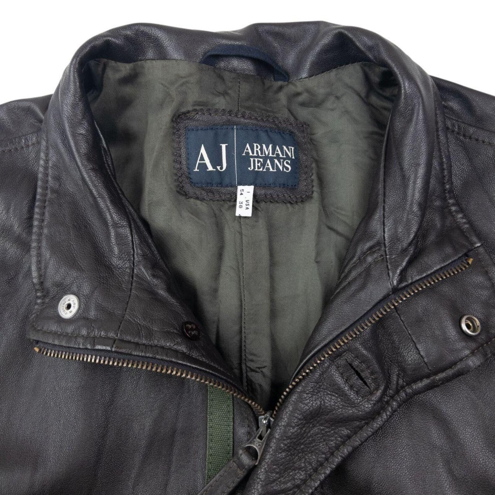 Other Vintage 2000s Armani Jeans Zip Up Leather Jacket Size L Size US L / EU 52-54 / 3 - 3 Thumbnail