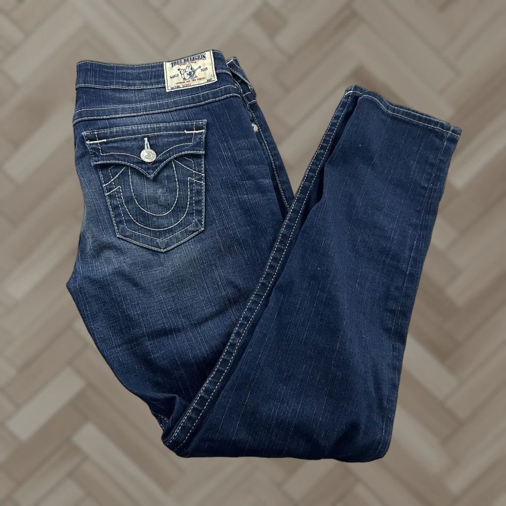 True Religion VINTAGE True Religion Jeans Denim Blue 5-Pocket Distressed Skinny 34x32 Mens Size US 34 / EU 50 - 1 Thumbnail