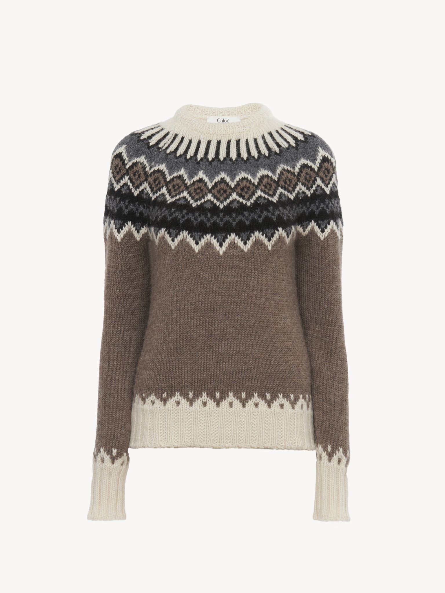 Chloe o1loc1c11125 Mockneck Fitted Sweater in Brown/Beige Size XS / US 0-2 / IT 36-38 - 1 Thumbnail