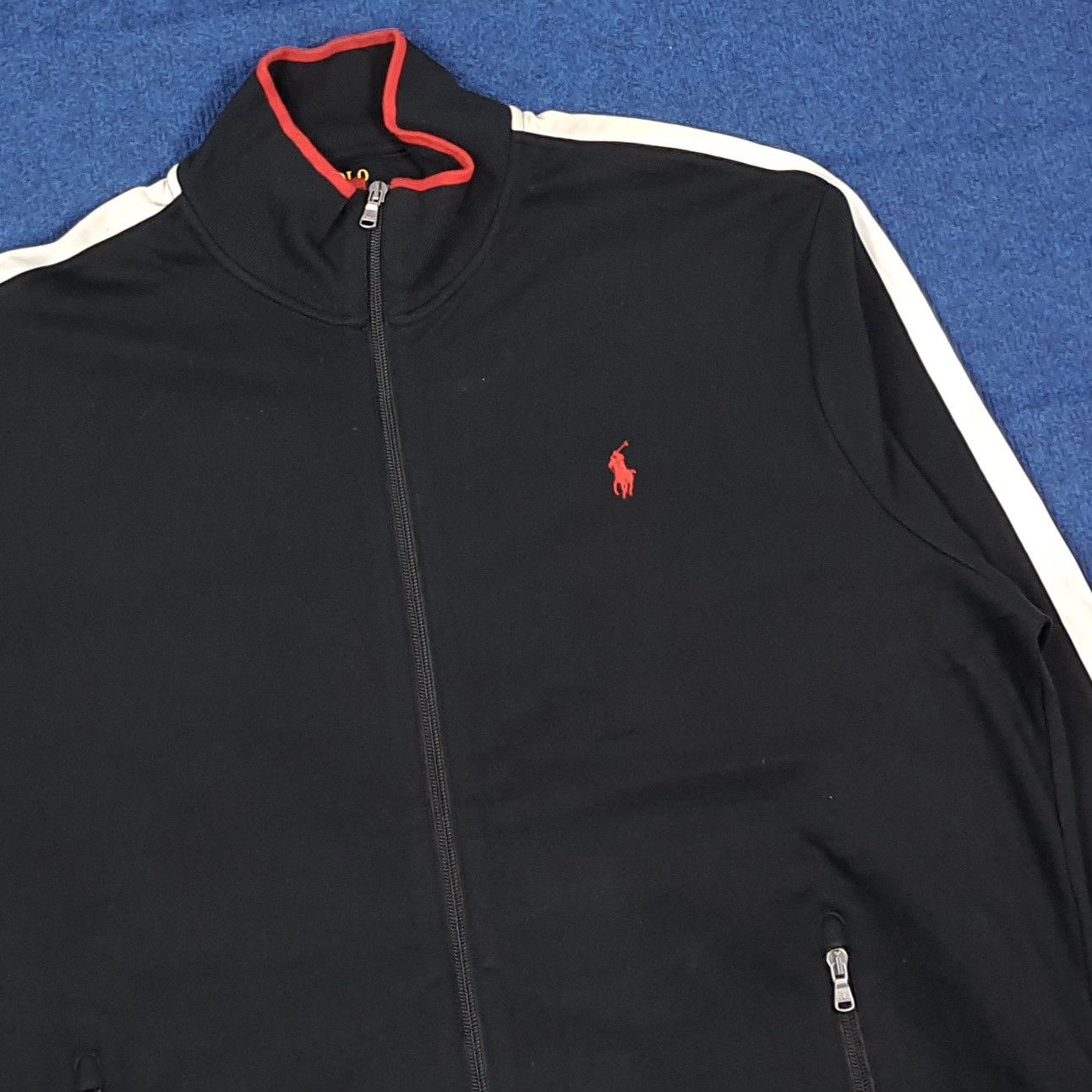 Polo Ralph Lauren Polo Ralph Lauren Track Jacket Black White Side Stripe Size US XL / EU 56 / 4 - 2 Thumbnail