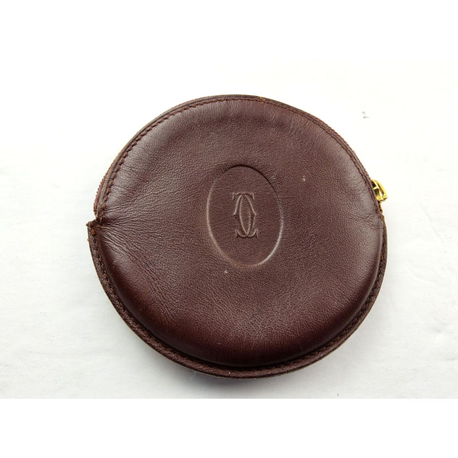 Cartier Cartier Leather Pouch Wallet Burgundy Women Circle Coin Bag Leather Wallet Size ONE SIZE - 5 Thumbnail