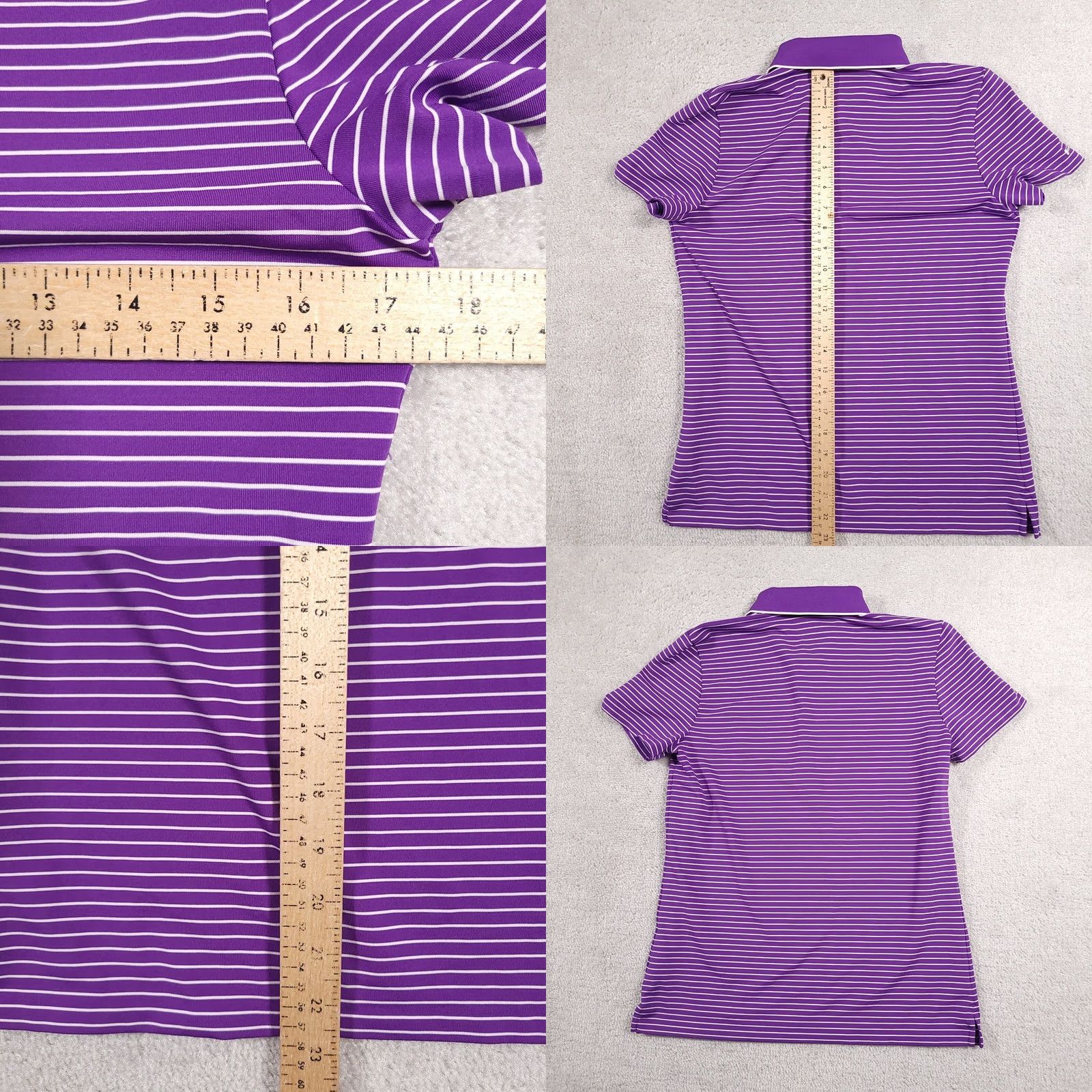 RLX Ralph Lauren RLX Ralph Lauren Womens M 2014 PGA Polo Shirt Purple Striped Short Sleeve Golf Shirt Ladies M Purple Striped Courtesy Size M / US 6-8 / IT 42-44 - 8 Thumbnail