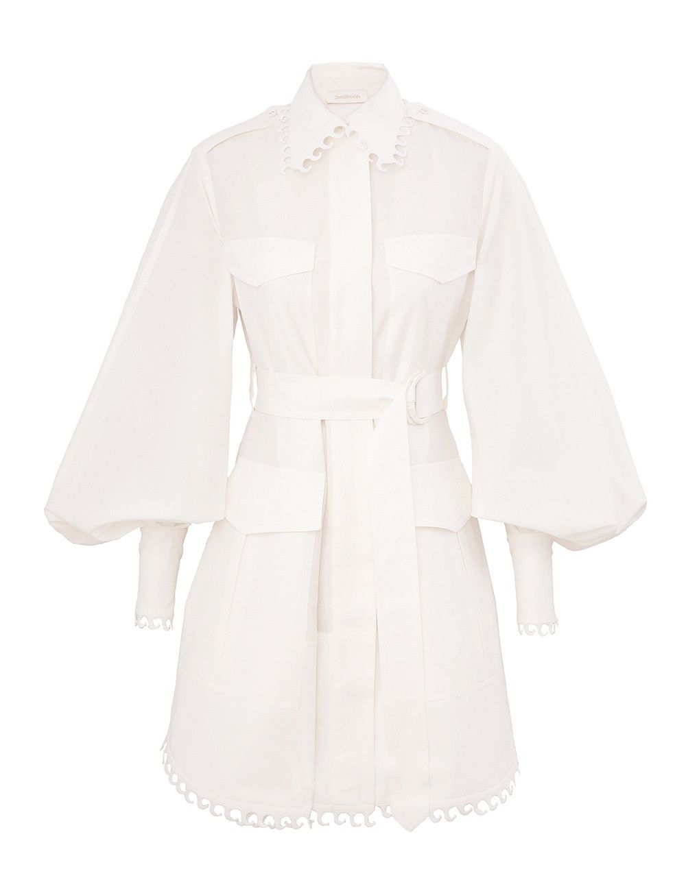 Zimmermann oc11z0226 Illuminate Utility Mini Dress In Ivory Size M / US 6-8 / IT 42-44 - 1 Thumbnail